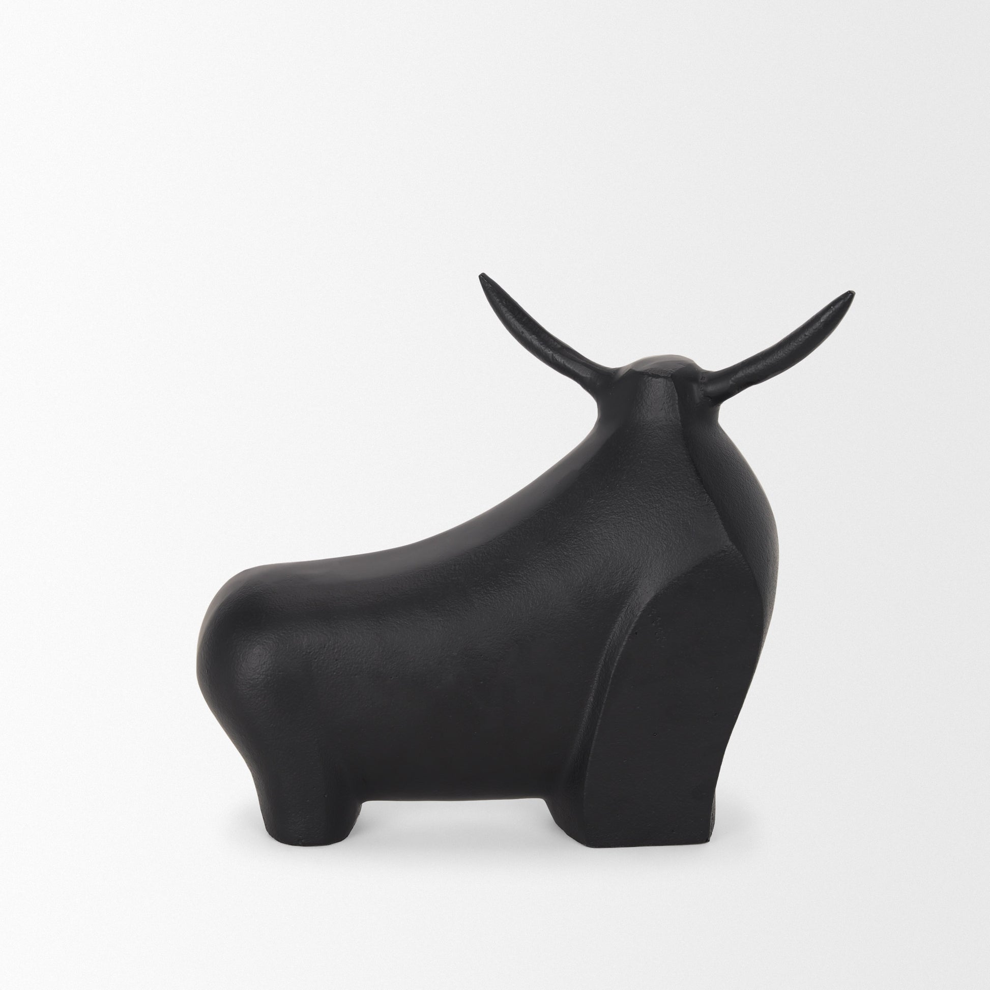 Radu Large Matte Black Metal Bull Decorative Object