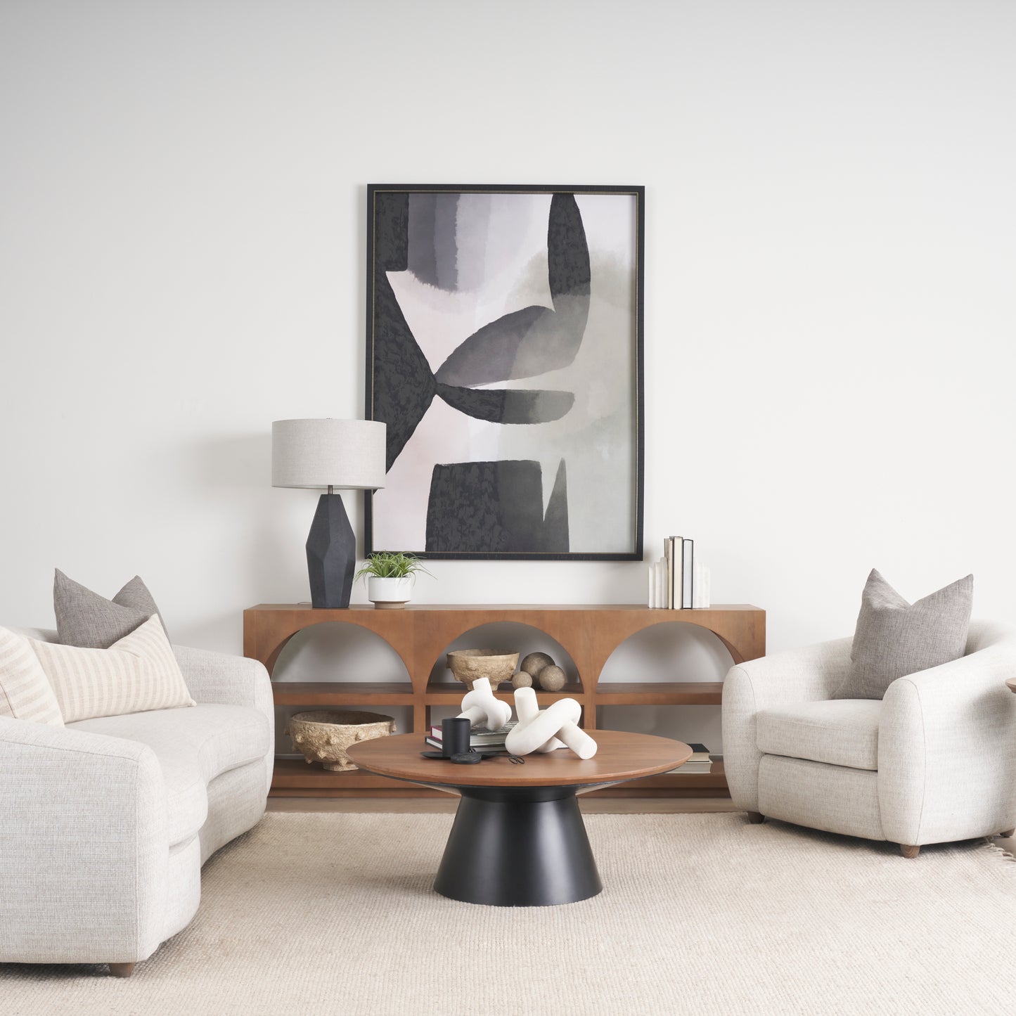 Bela Large Medium Brown Wood Arched Console Table