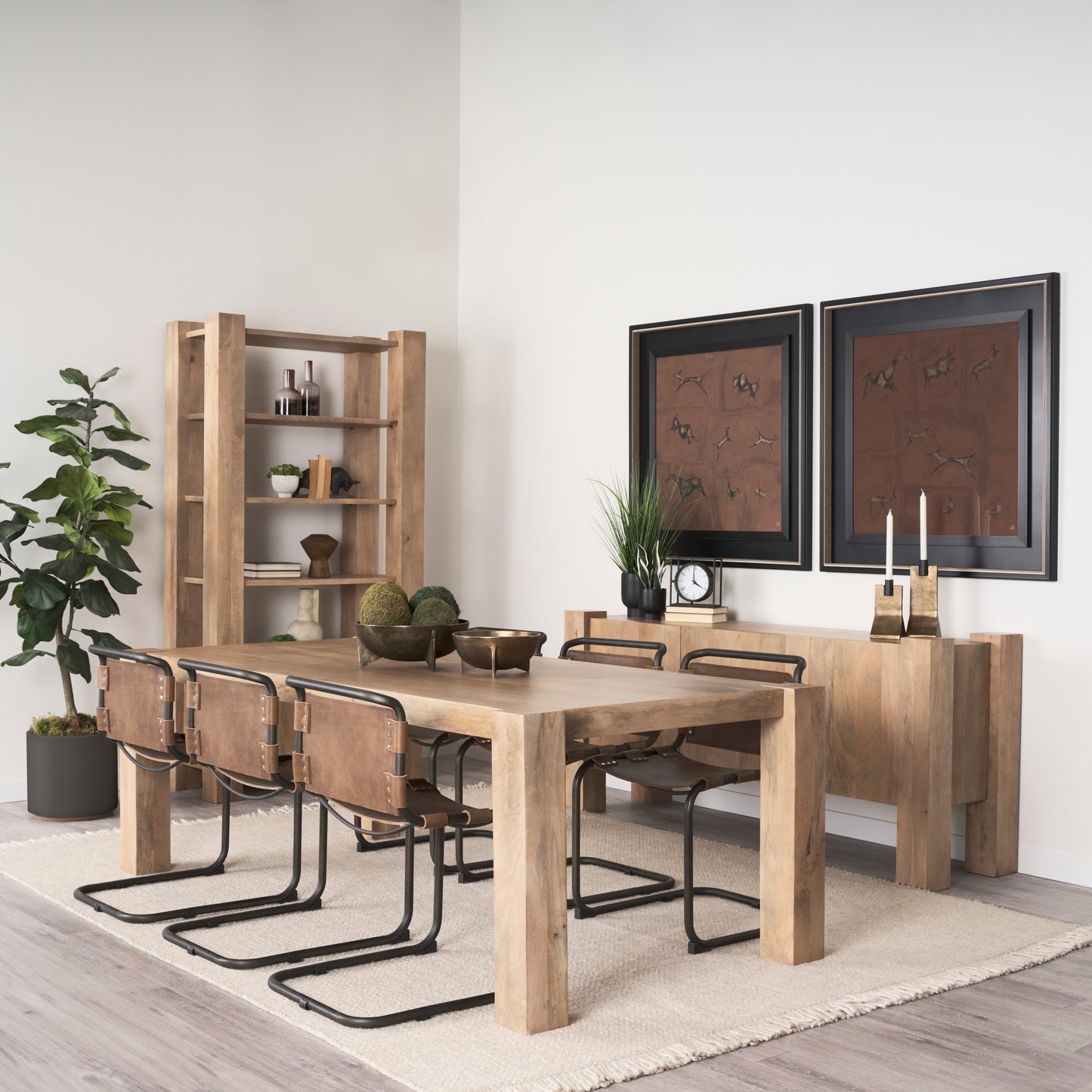 Beth Light Brown Wood w/ 3 Doors Sideboard