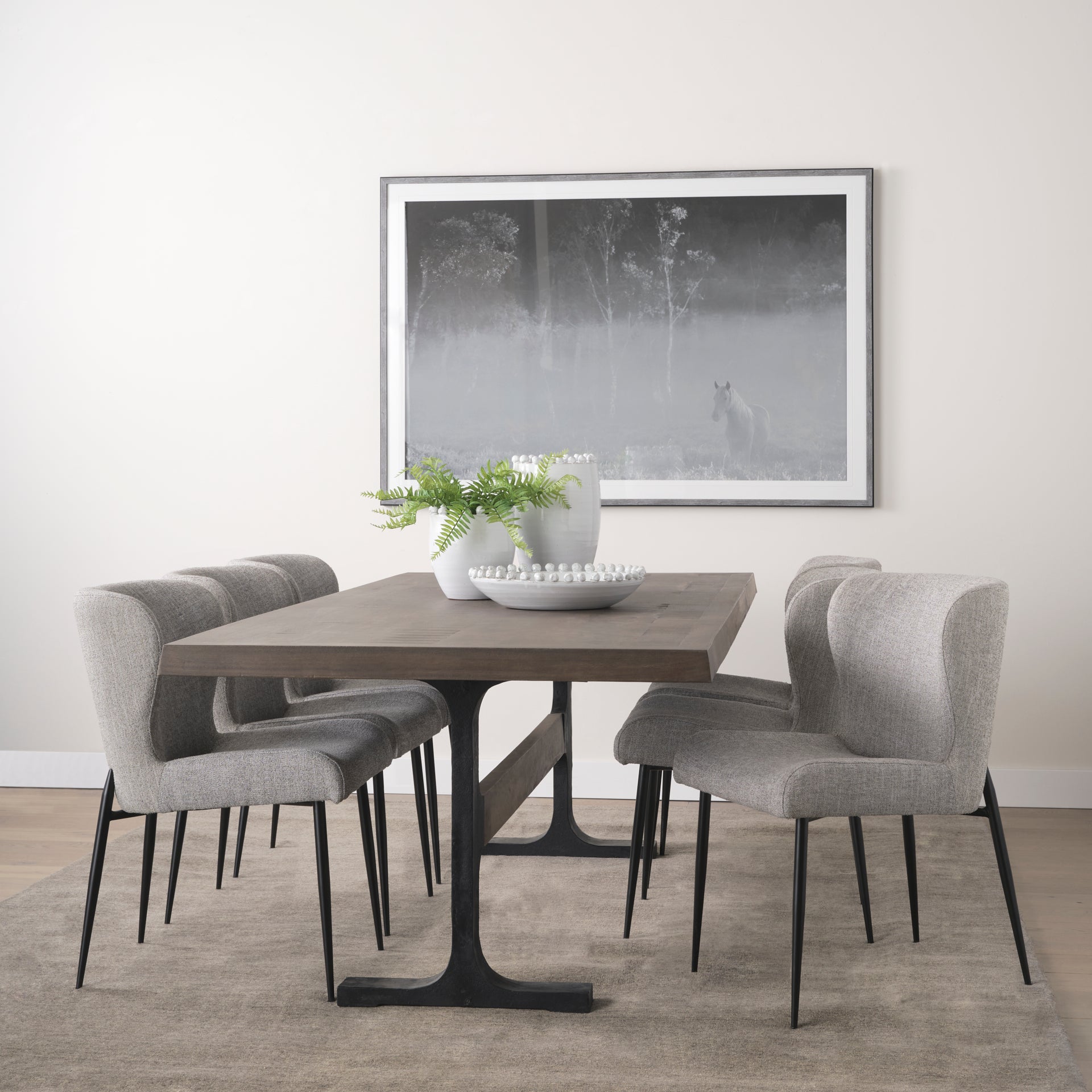 Araxi Dining Table Dark Brown Wood | Black Metal - dining-table