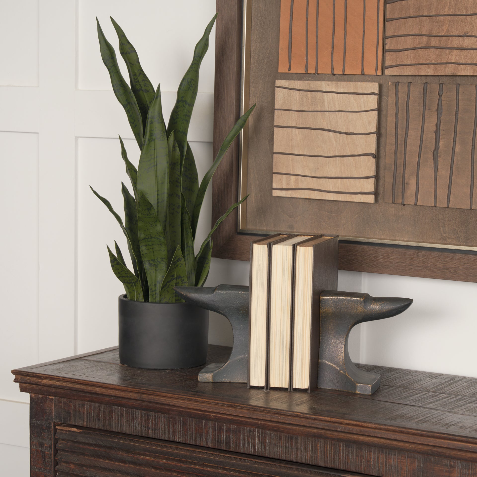 Anvilia (Set of 2) 12L x 4W Black With Gold Accents Anvil Shaped Bookends