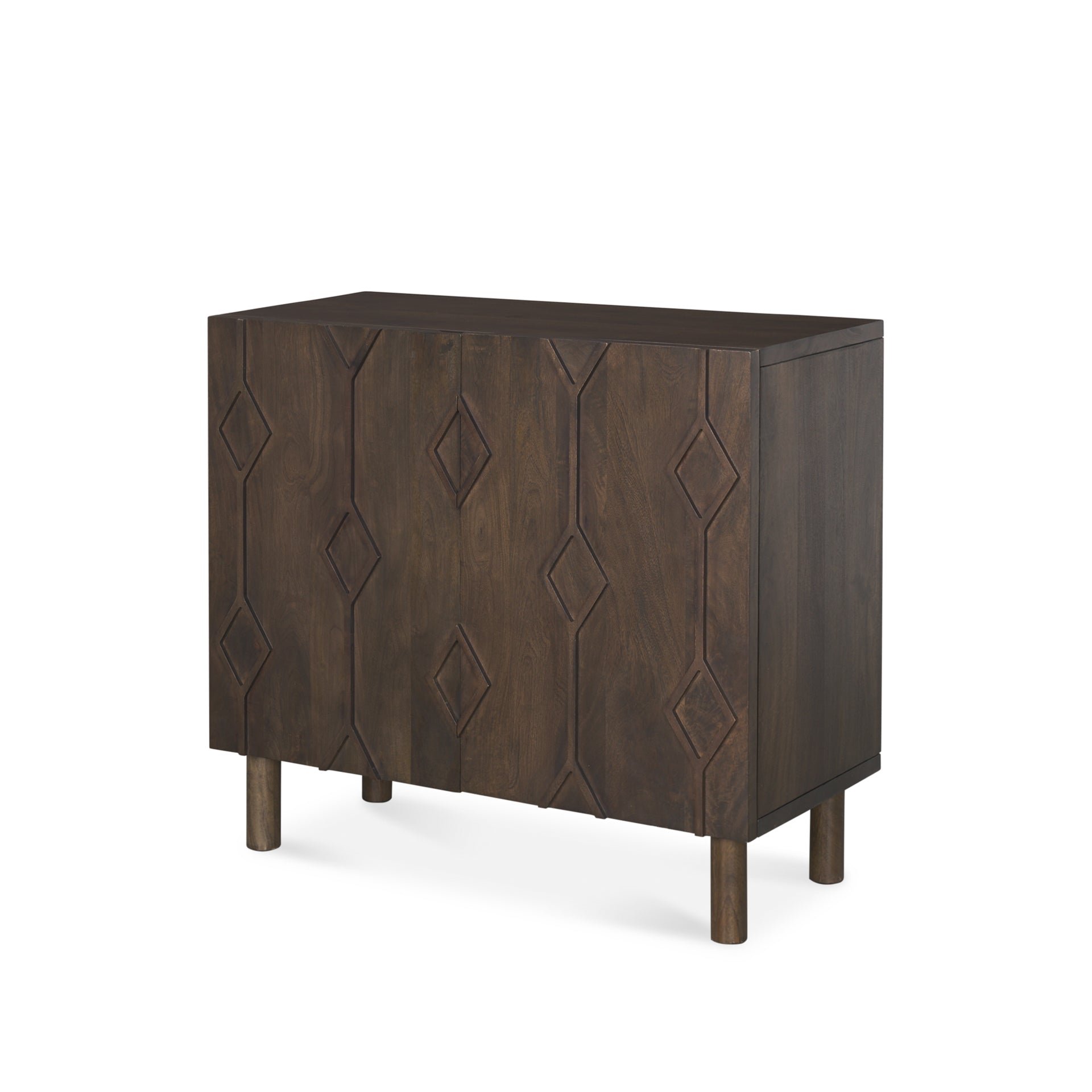 Heera Dark Brown Diamond Motif w/ Shelf Accent Cabinet