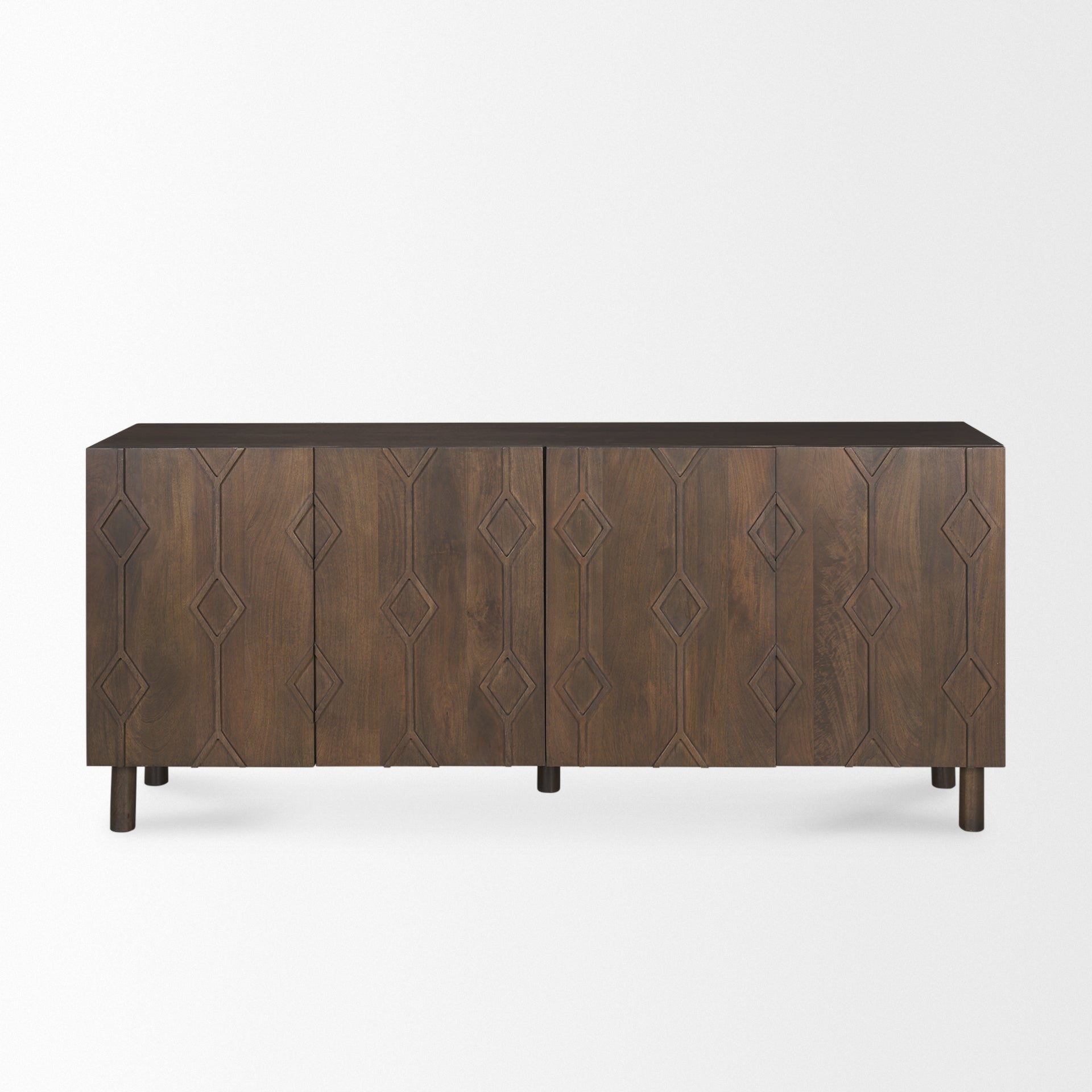 Heera Dark Brown Diamond Motif w/ Shelf Sideboard