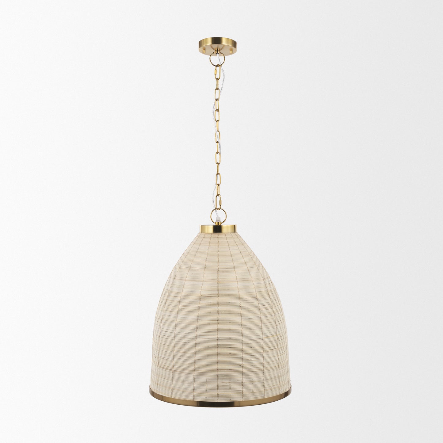 Saliha Cane w/ Brass Metal Pendant Light