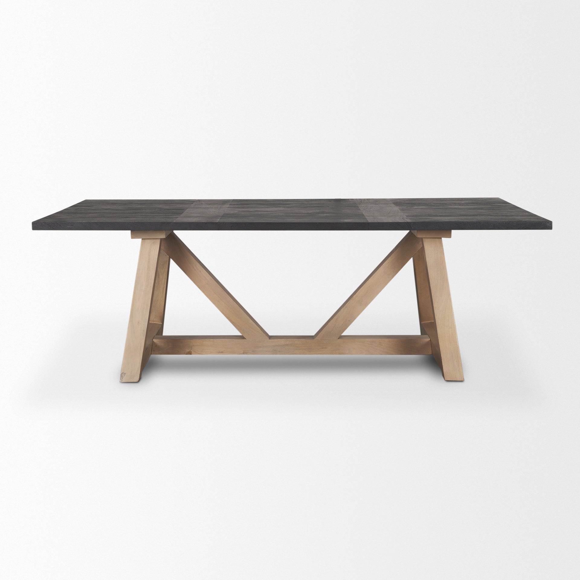Rialto Rectangular Two-Tone Black and Brown Solid Wood Dining Table