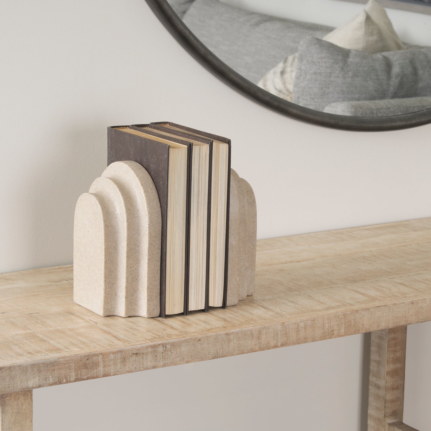 Empire Sandstone Resin Arc Book End Set