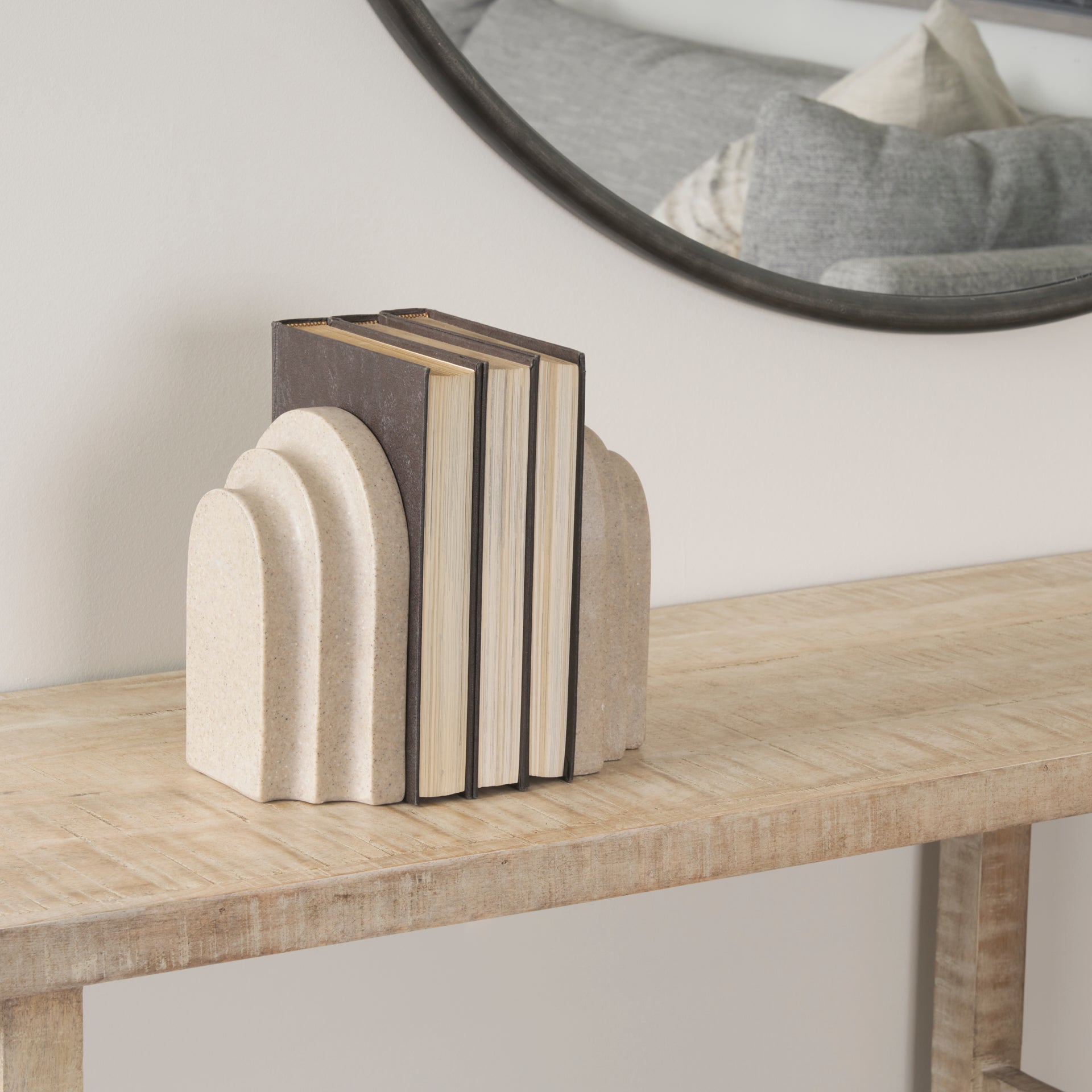 Empire Sandstone Resin Arc Book End Set