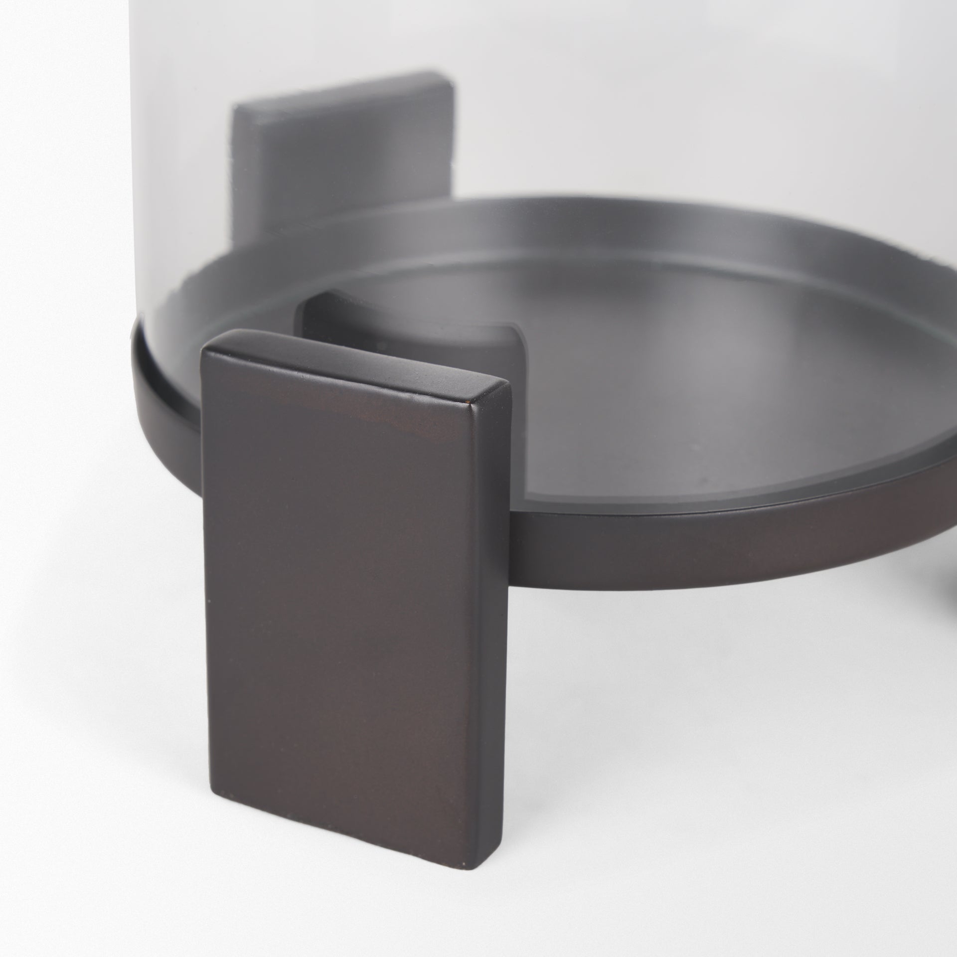 Price Small Matte Black-Brown Metal w/ Glass Hurricane Candle Holder
