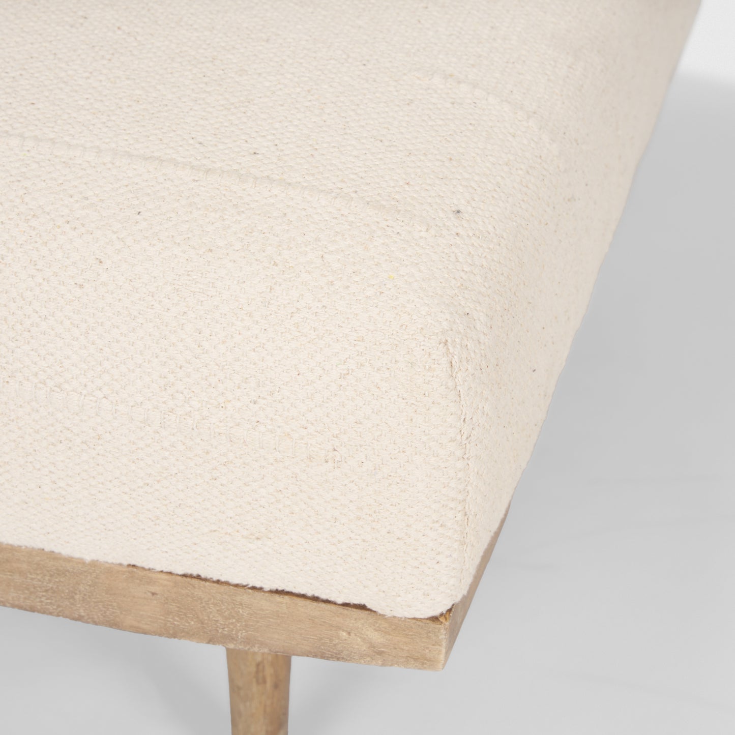 Shae Ottoman Brown Wood | Oatmeal Fabric - ottoman-and-poufs