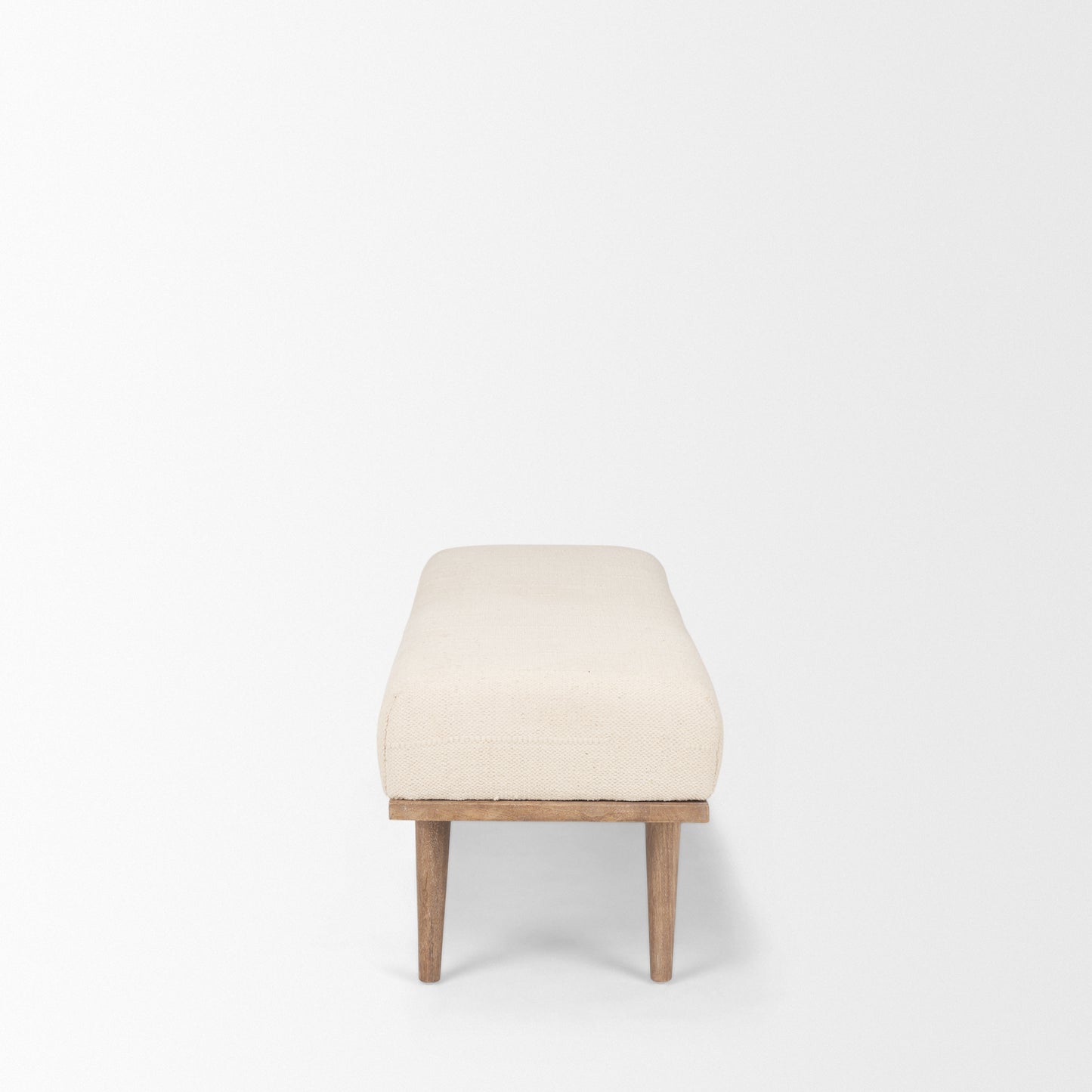 Shae Bench Brown Wood | Oatmeal Fabric