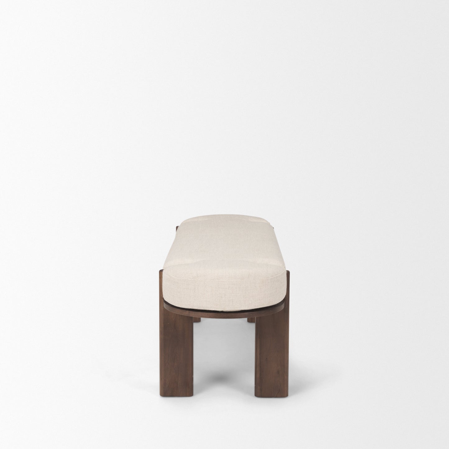 Sohan Bench Dark Brown Wood | Oatmeal Fabric