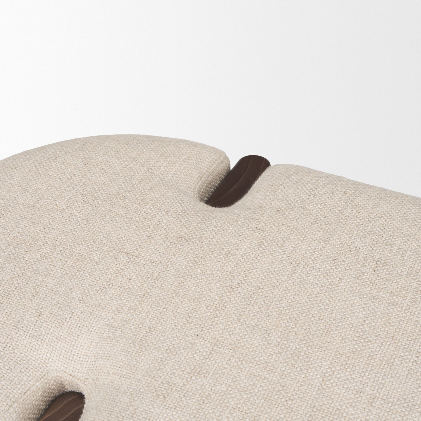 Sohan Bench Dark Brown Wood | Oatmeal Fabric