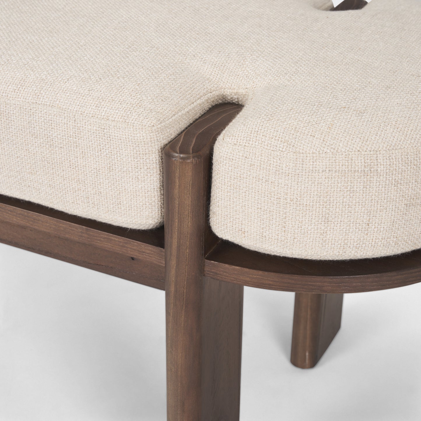 Sohan Bench Dark Brown Wood | Oatmeal Fabric