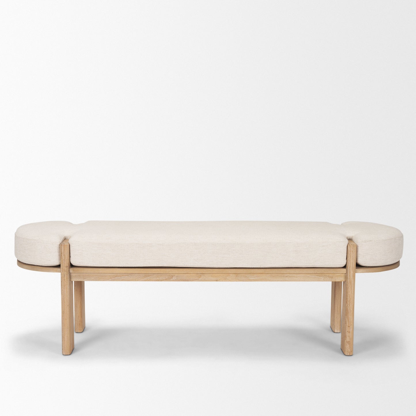 Sohan Bench Light Brown Wood | Oatmeal Fabric - benches