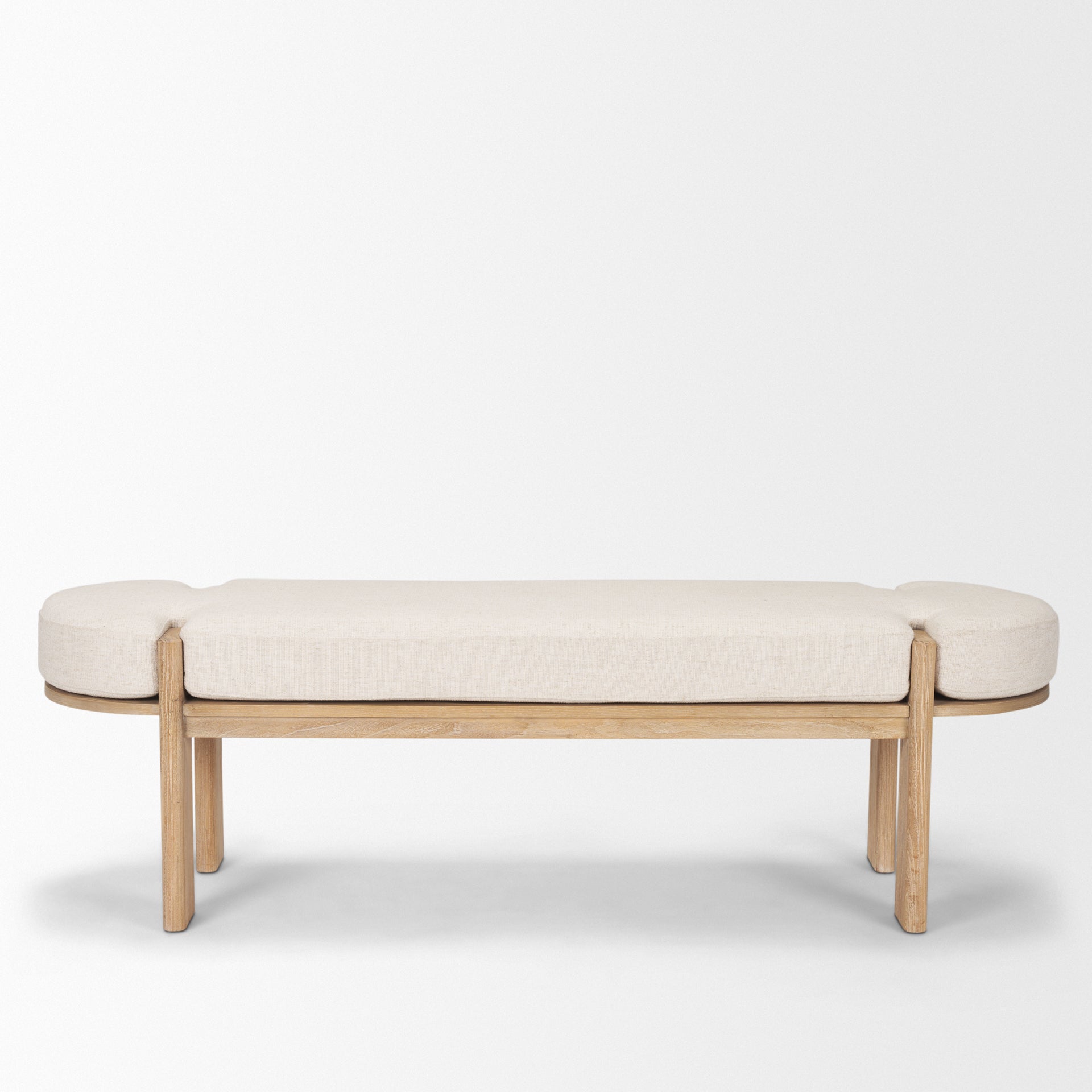 Sohan Bench Light Brown Wood | Oatmeal Fabric - benches