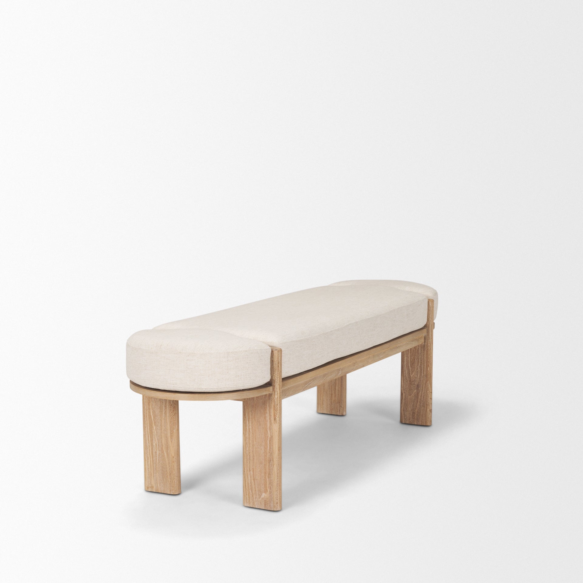 Sohan Bench Light Brown Wood | Oatmeal Fabric - benches