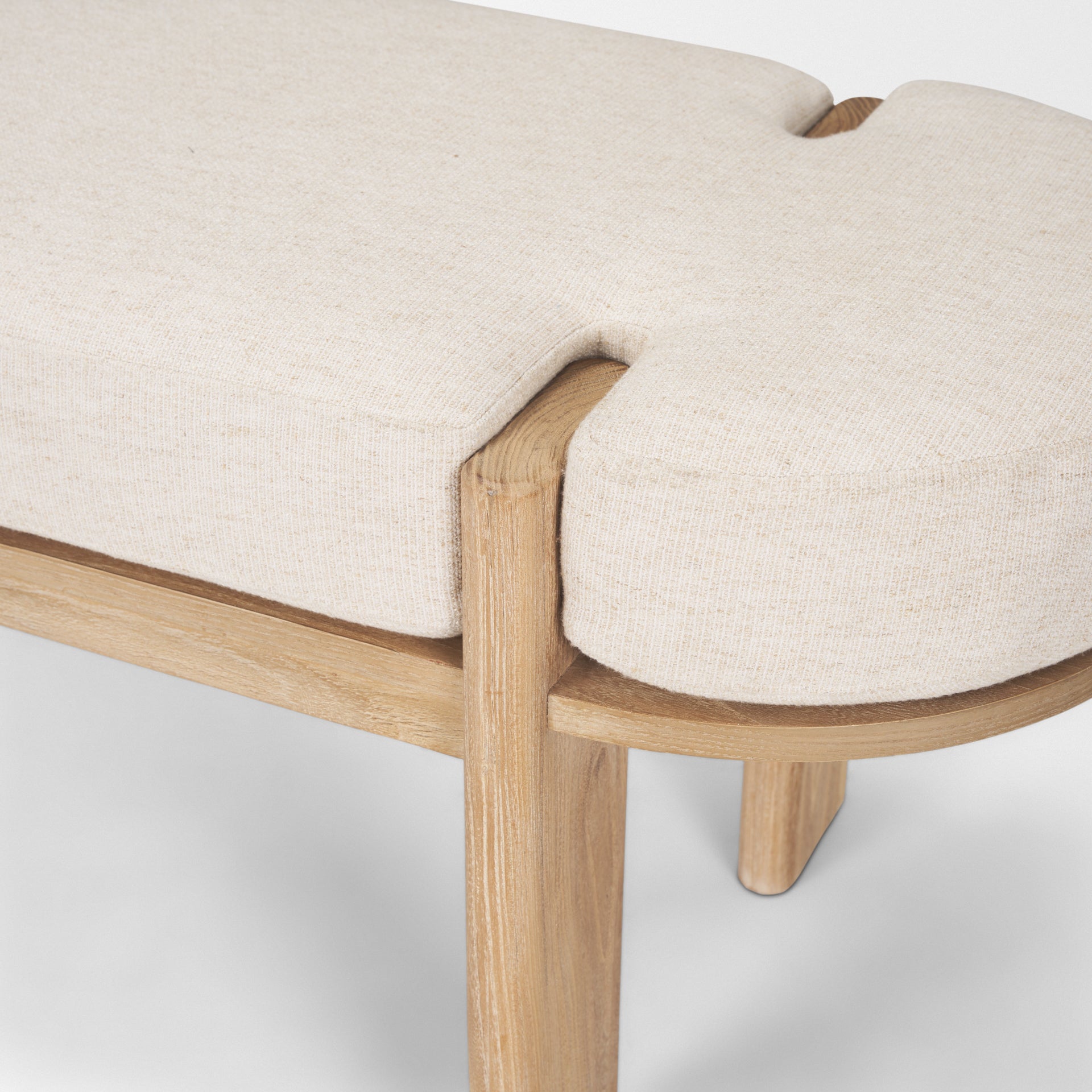 Sohan Bench Light Brown Wood | Oatmeal Fabric - benches