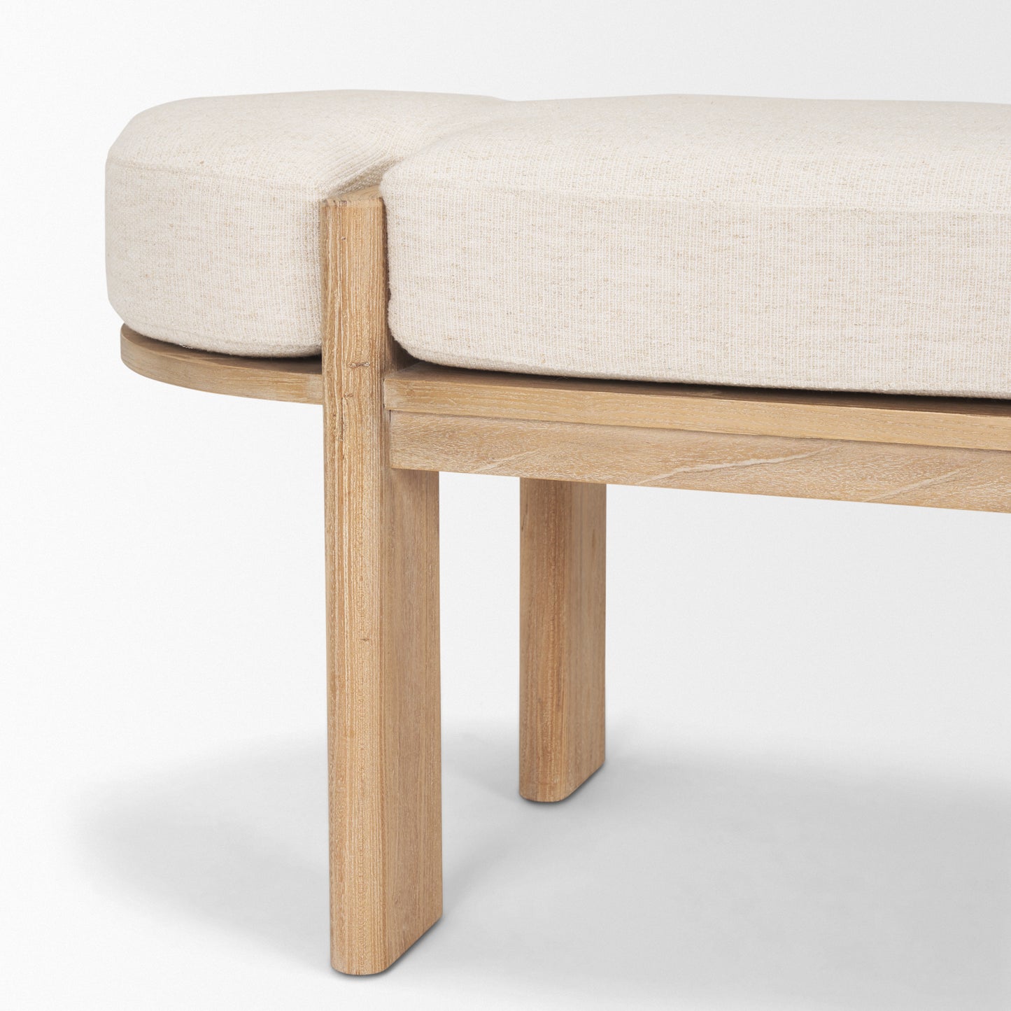 Sohan Bench Light Brown Wood | Oatmeal Fabric - benches