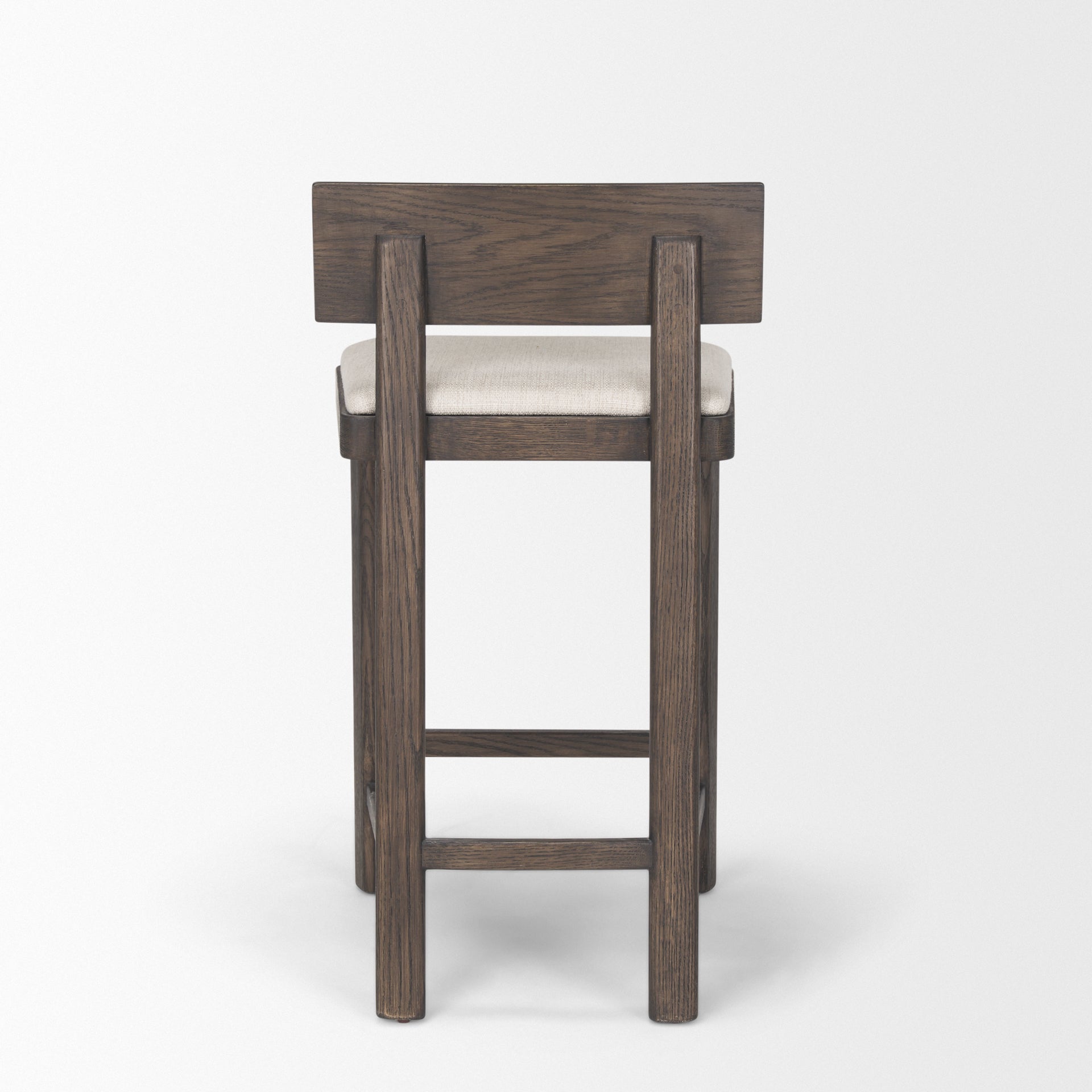 Soren Bar Counter Stool Dark Brown Wood | Oatmeal Fabric - bar-stools