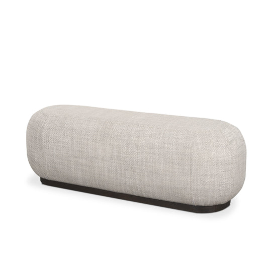 Siren Gray Fabric w/ Dark Brown Wood Oblong Bench