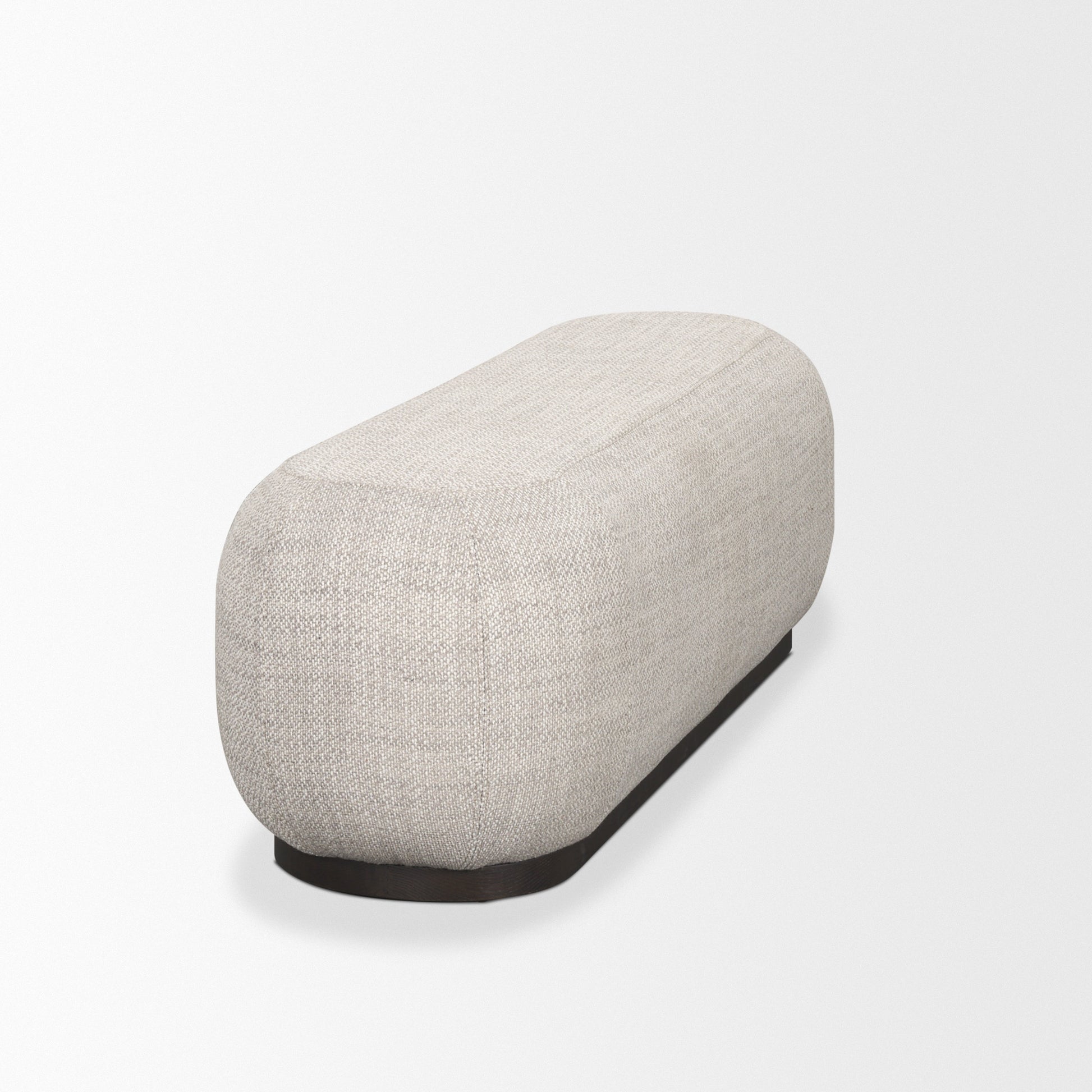 Siren Gray Fabric w/ Dark Brown Wood Oblong Bench