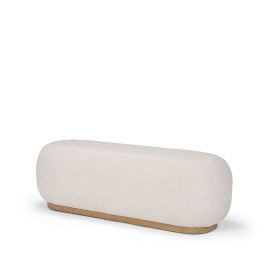 Siren Bench Cream Fabric | Light Brown Wood - benches