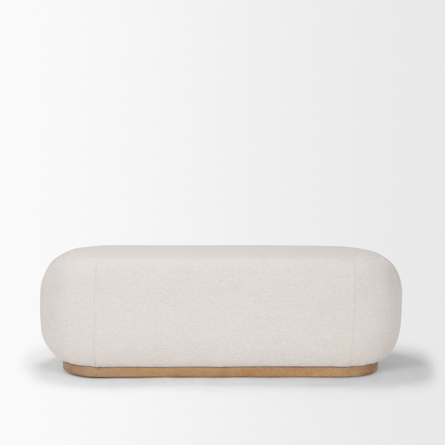 Siren Bench Cream Fabric | Light Brown Wood - benches