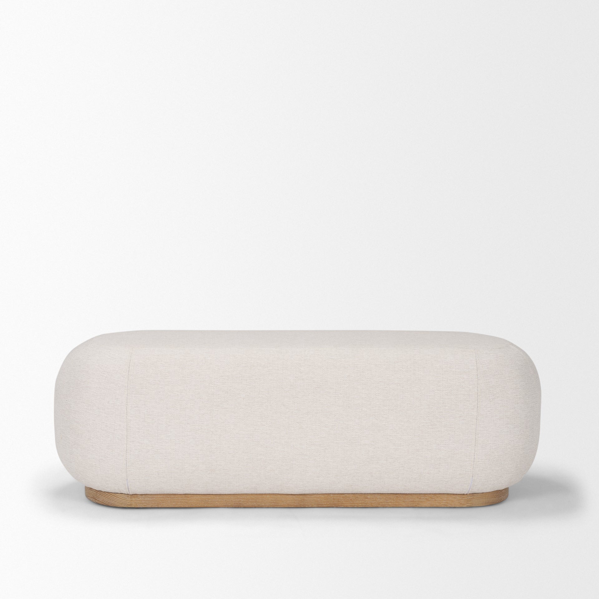 Siren Bench Cream Fabric | Light Brown Wood - benches