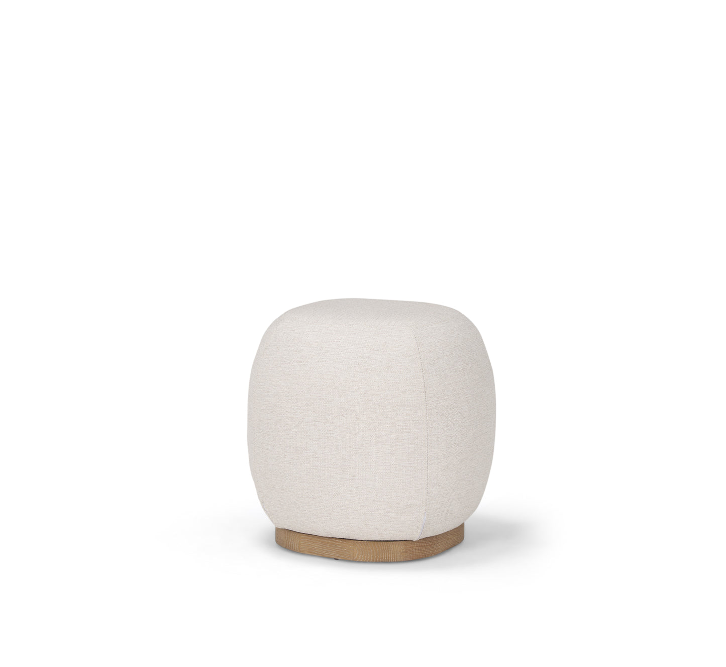 Siren Stool Cream Fabric | Light Brown Wood - poufs