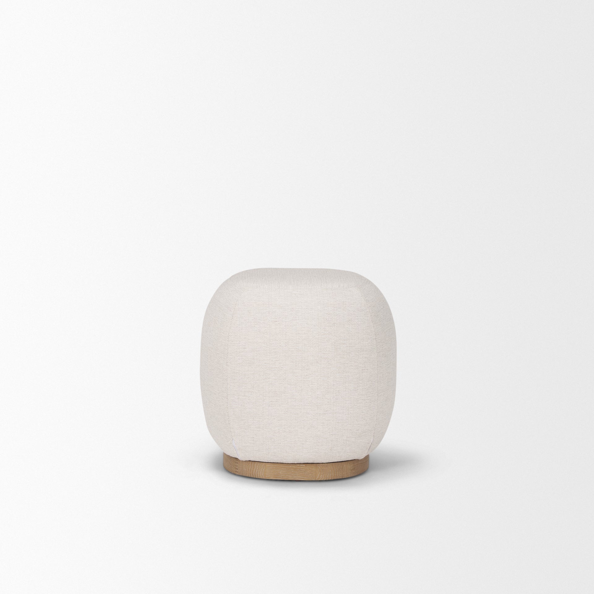 Siren Stool Cream Fabric | Light Brown Wood - poufs