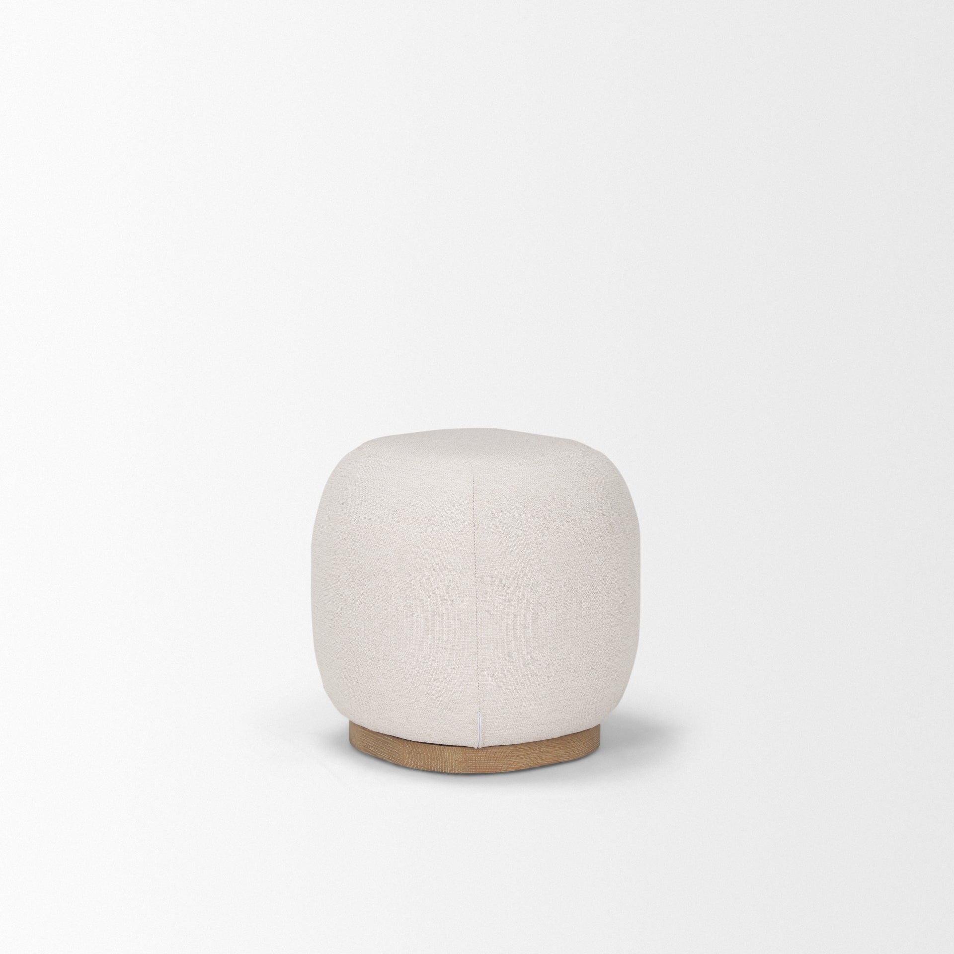 Siren Stool Cream Fabric | Light Brown Wood - poufs