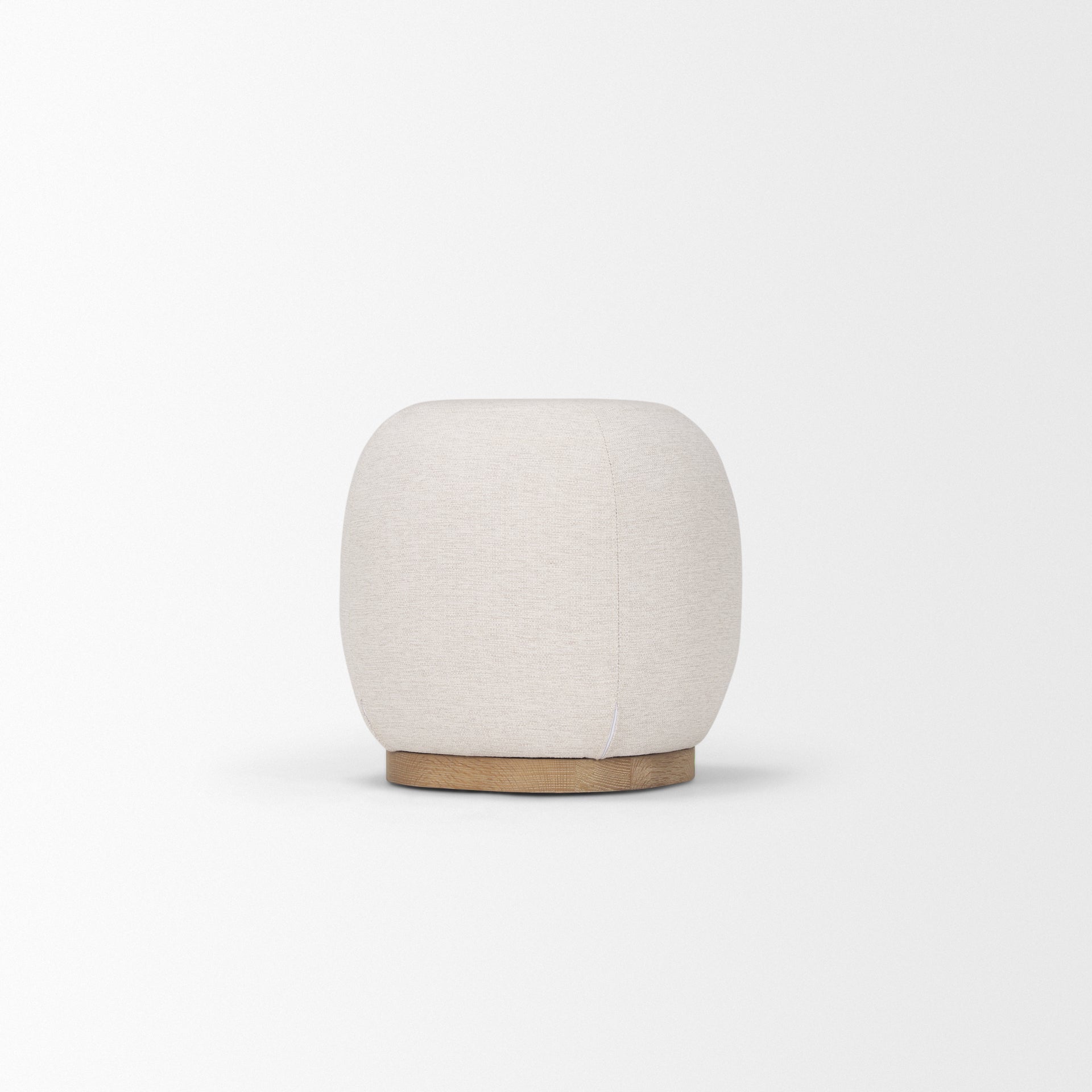 Siren Stool Cream Fabric | Light Brown Wood - poufs