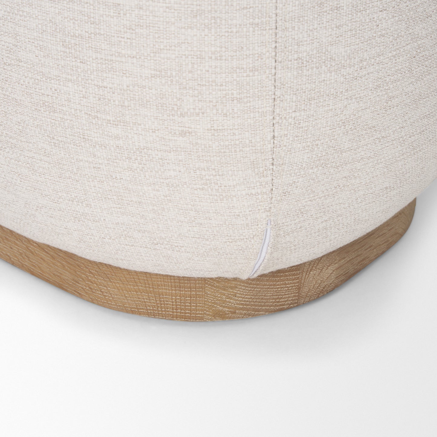 Siren Stool Cream Fabric | Light Brown Wood - poufs