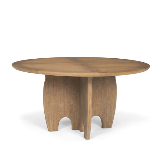 Sonomi Brown 59" Round Solid Rubber Wood w/Oak Tabletop Dining Table