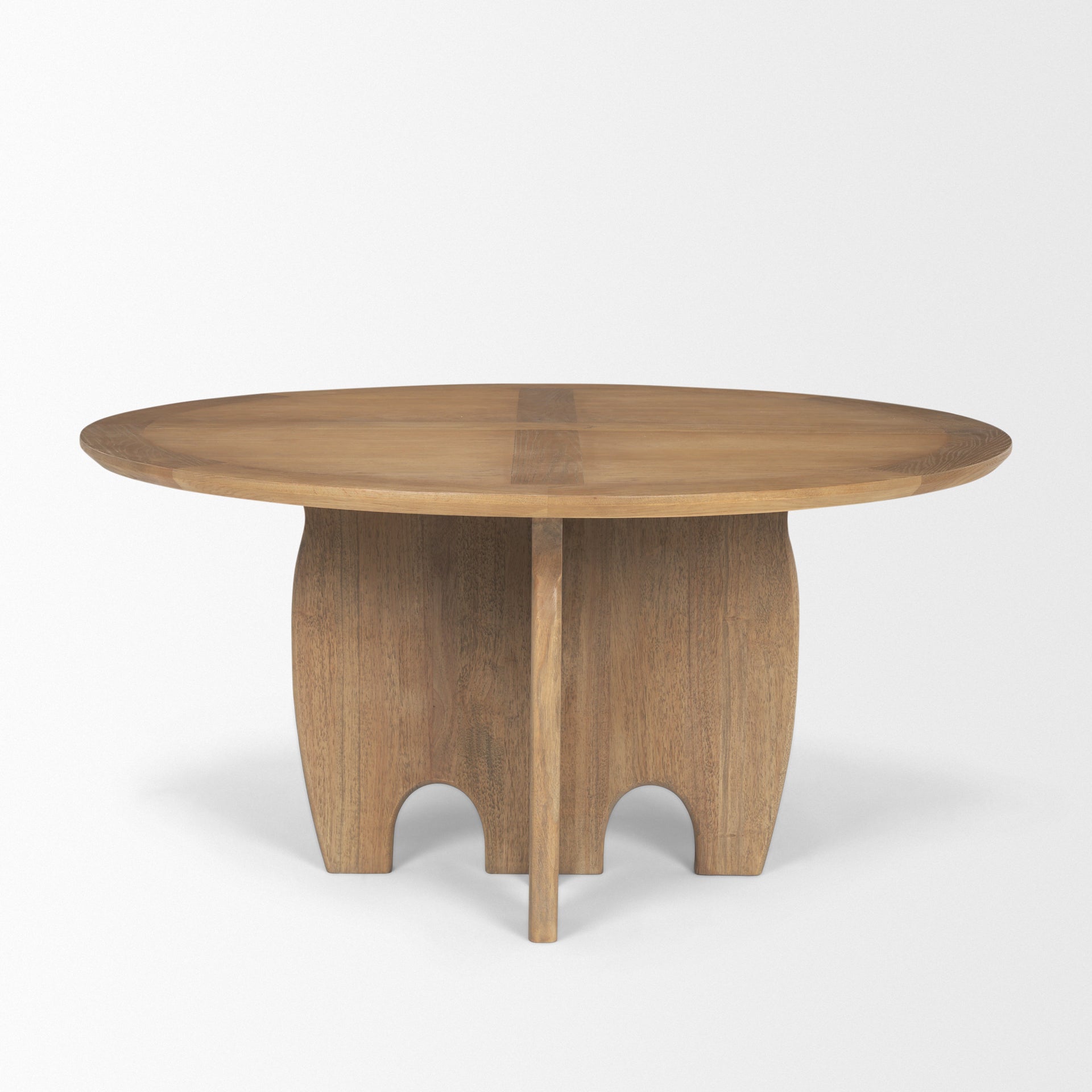 Sonomi Brown 59" Round Solid Rubber Wood w/Oak Tabletop Dining Table