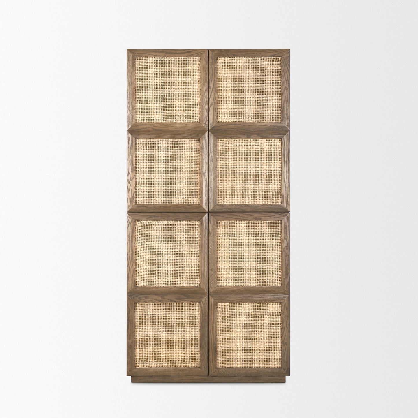 Sina Curio Cabinet Brown Wood | Natural Rattan - cabinets
