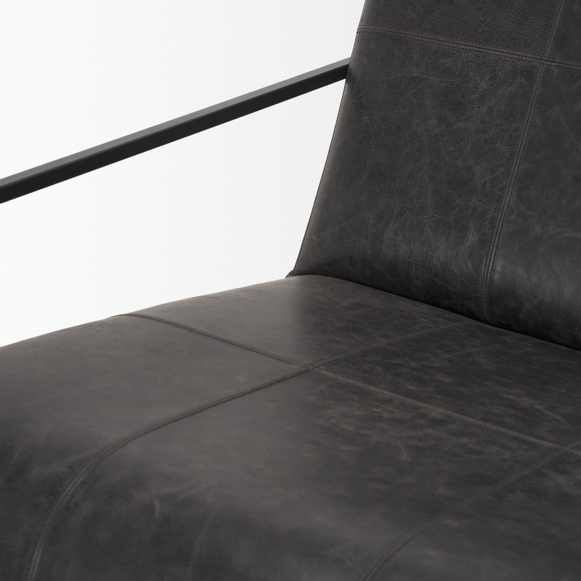 Stratton Accent Chair Gunmetal | Aged Black Leather - accent-chairs