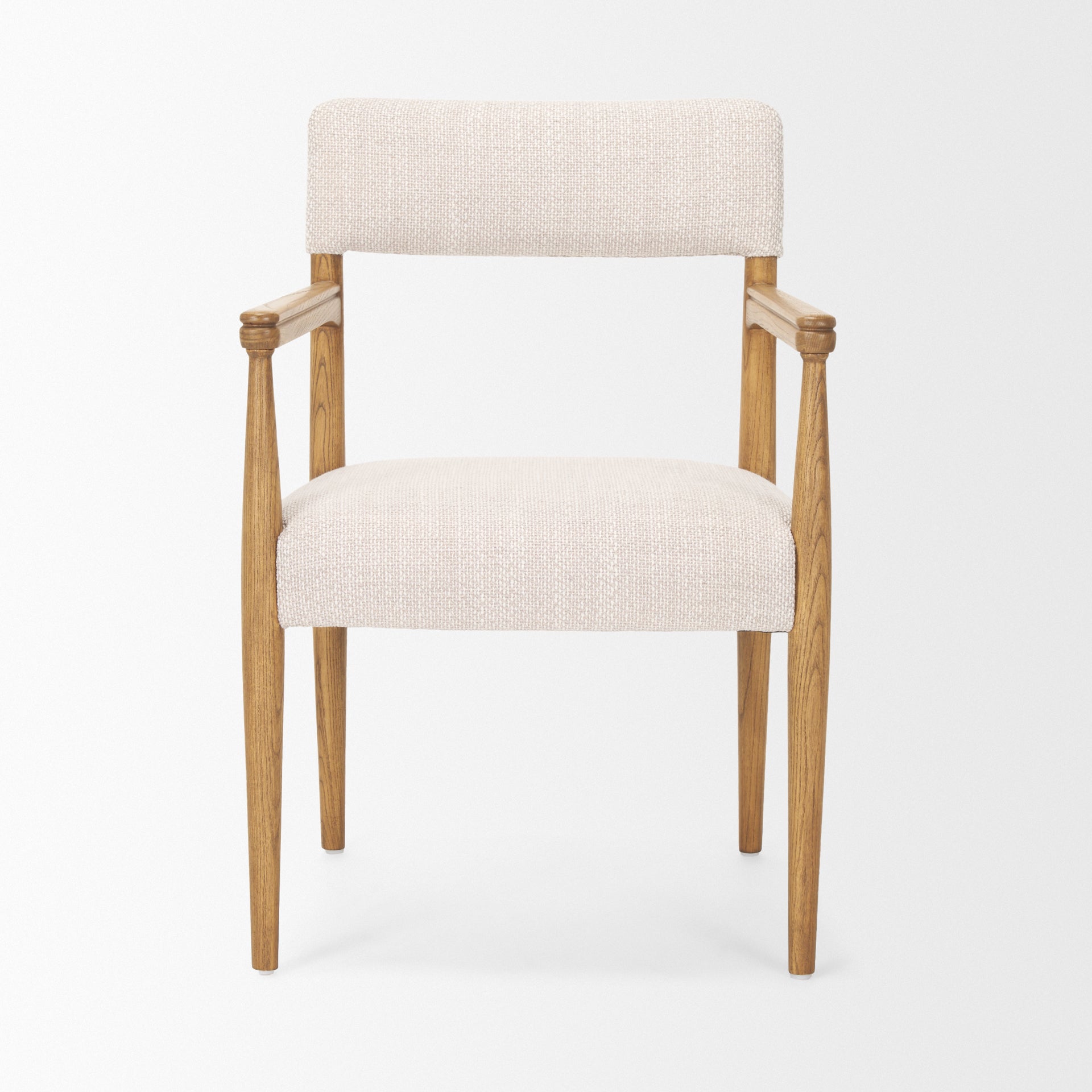 Toni Upholstered Dining Chair Light Brown Wood | Oatmeal Performance Fabric - dining-chairs
