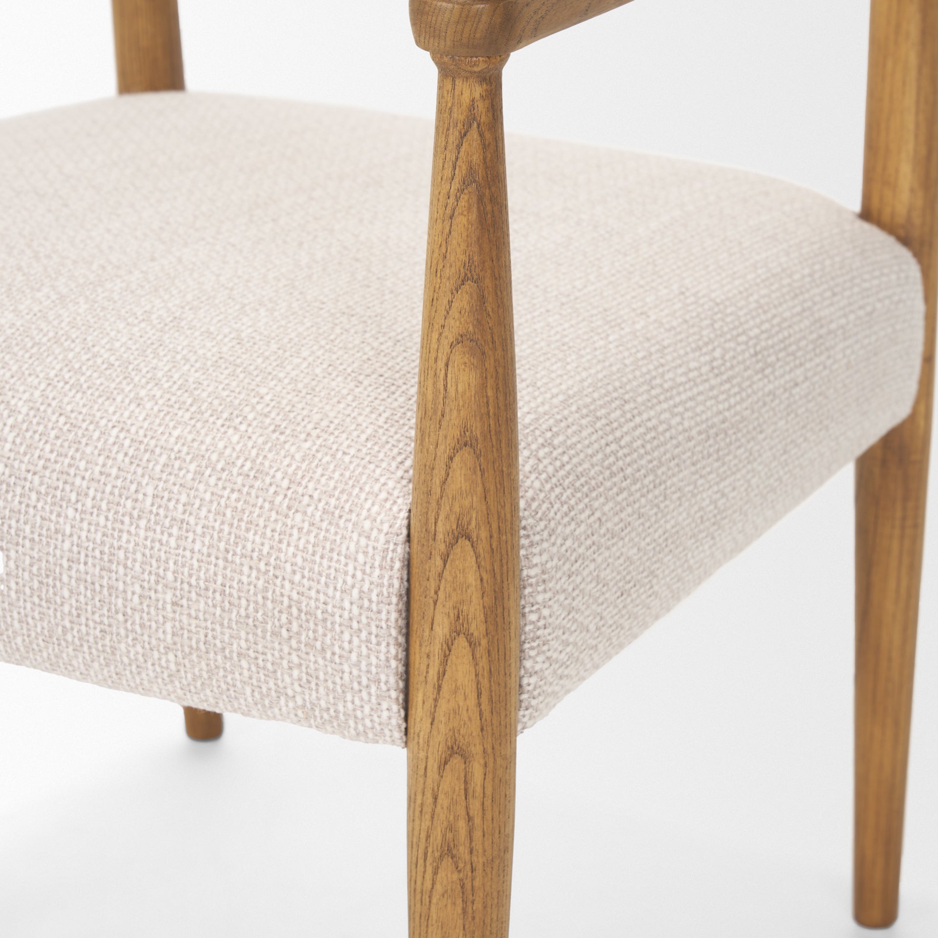 Toni Upholstered Dining Chair Light Brown Wood | Oatmeal Performance Fabric - dining-chairs