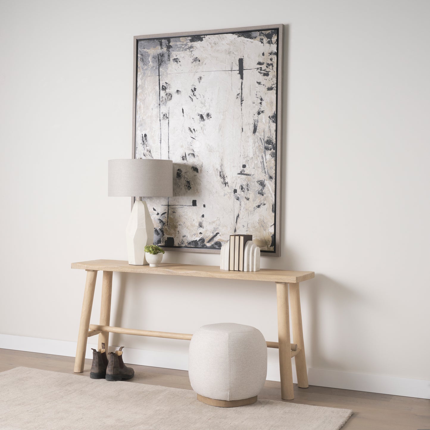 Piven White w/Antiqued Wash Textured Ceramic Table Lamp