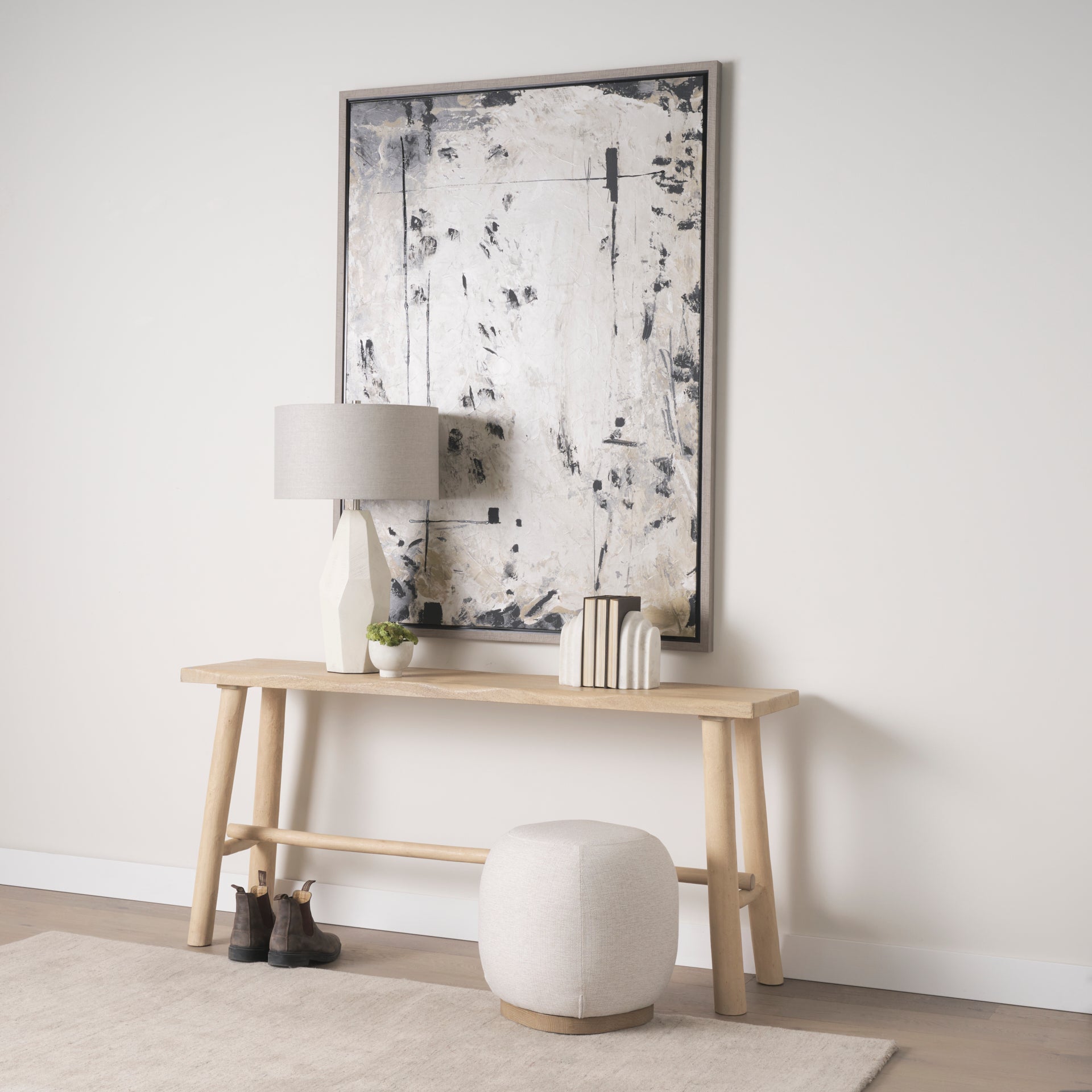 Piven White w/Antiqued Wash Textured Ceramic Table Lamp