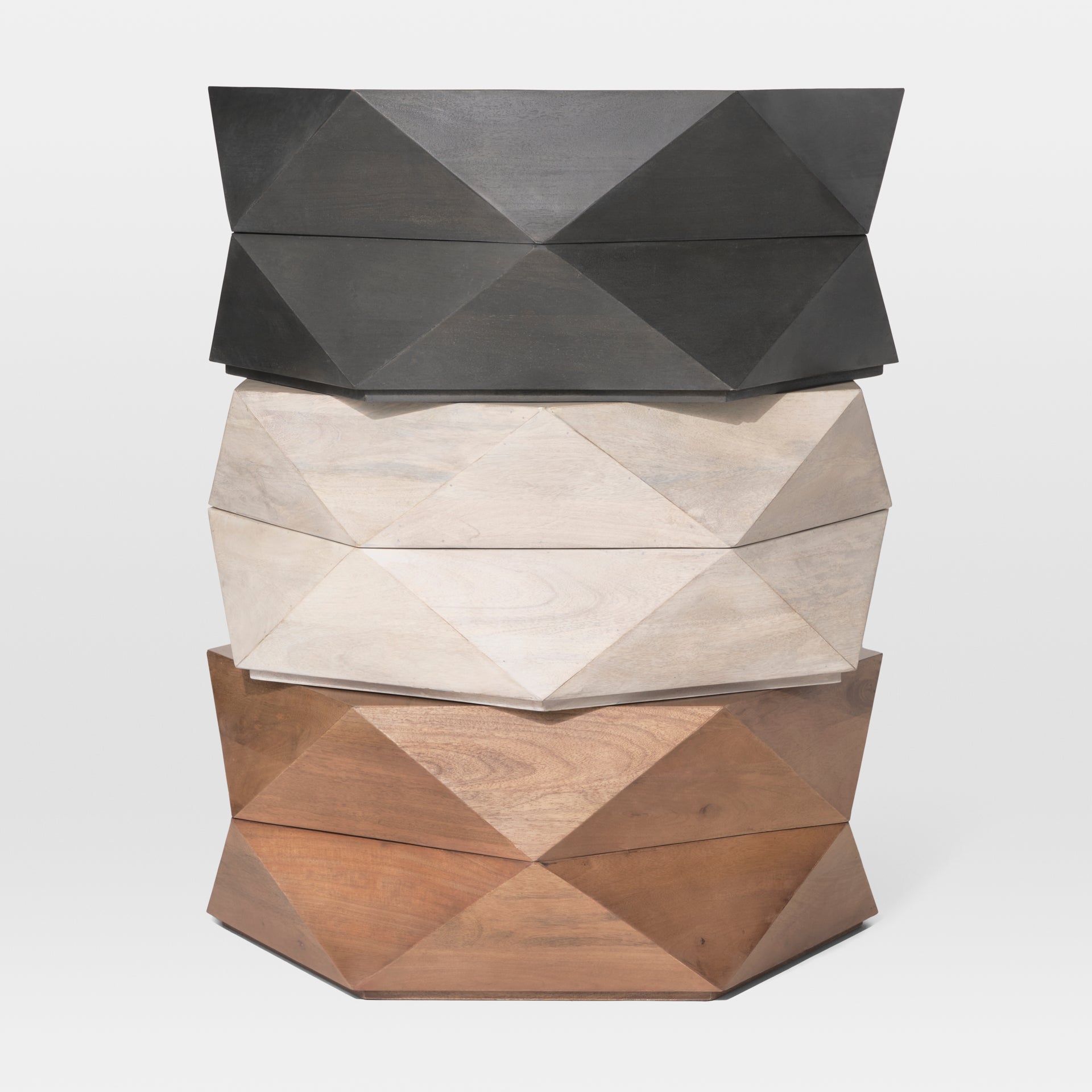 Arreto 36" Hexagonal Hinged Solid Wood Top and Base Coffee Table