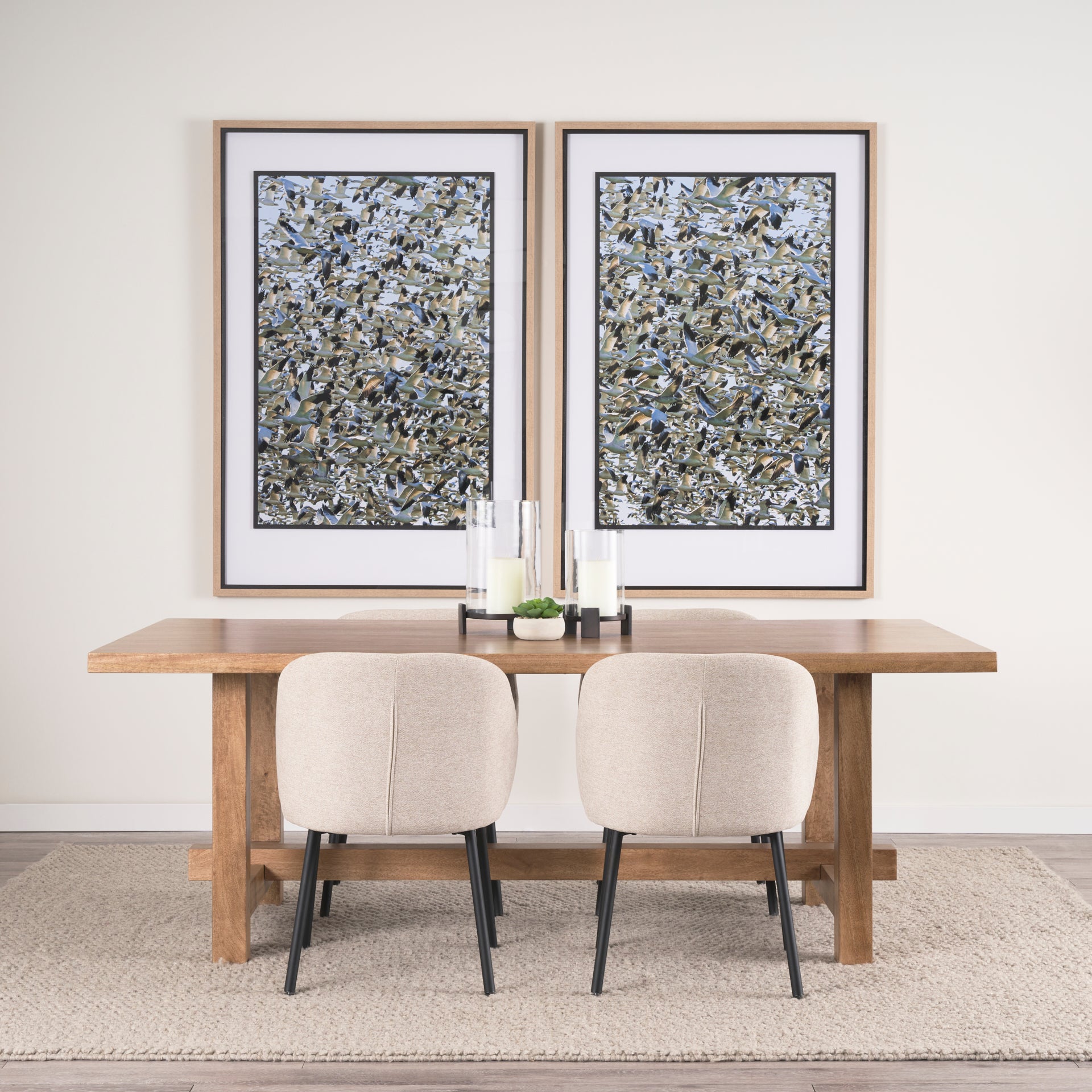 Suke Rectangular Natural Wood Trestle Dining Table