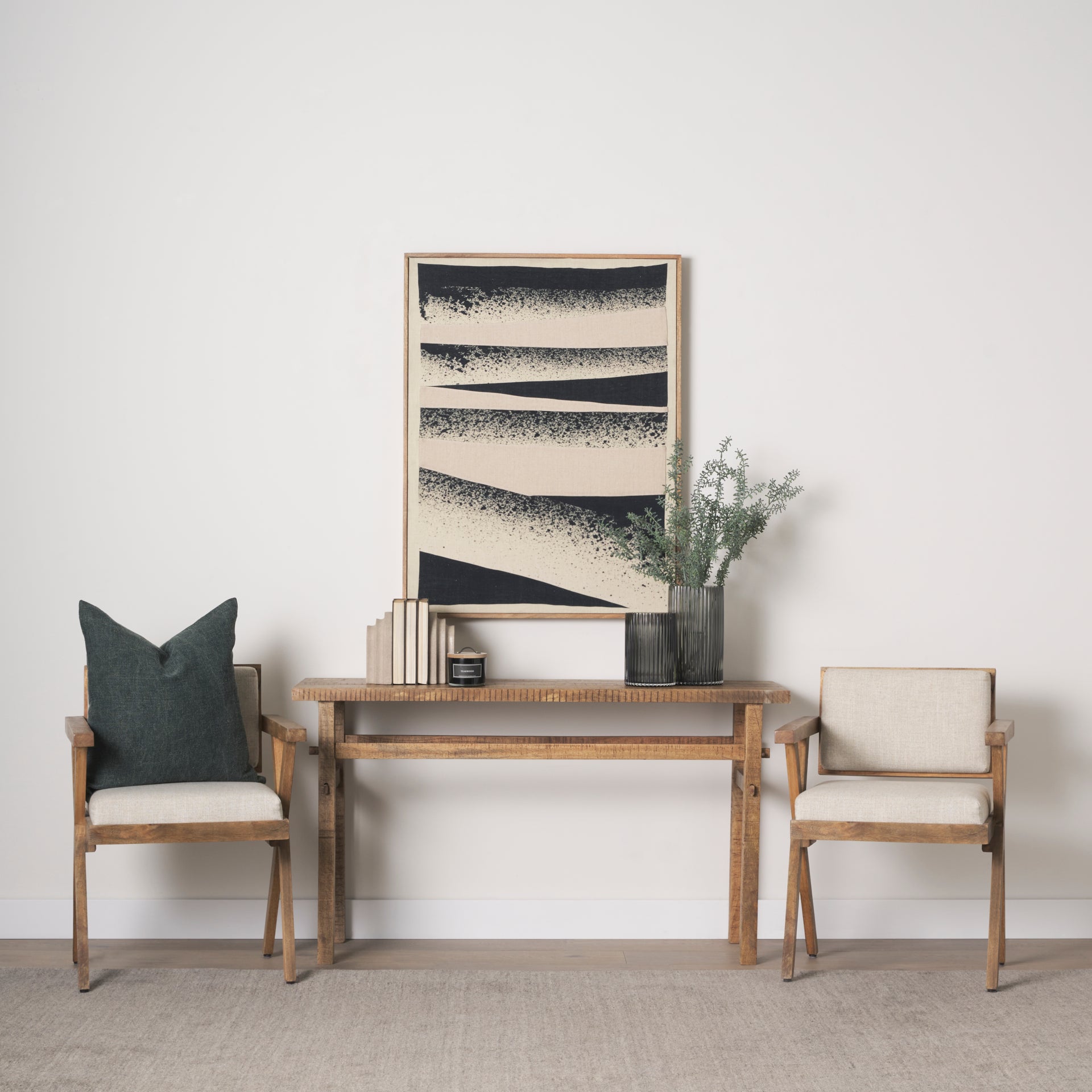 Revelin Large Fabric Collage Framed Linen Framed Wall Art