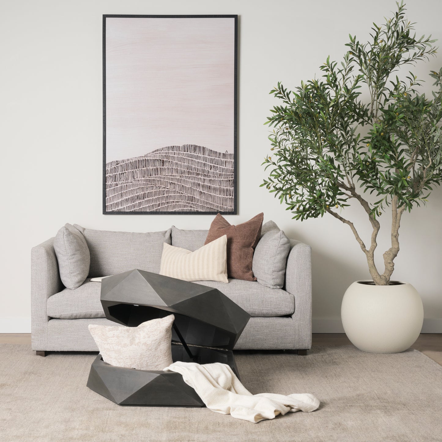 Arreto 36" Hexagonal Hinged Solid Wood Top and Base Coffee Table
