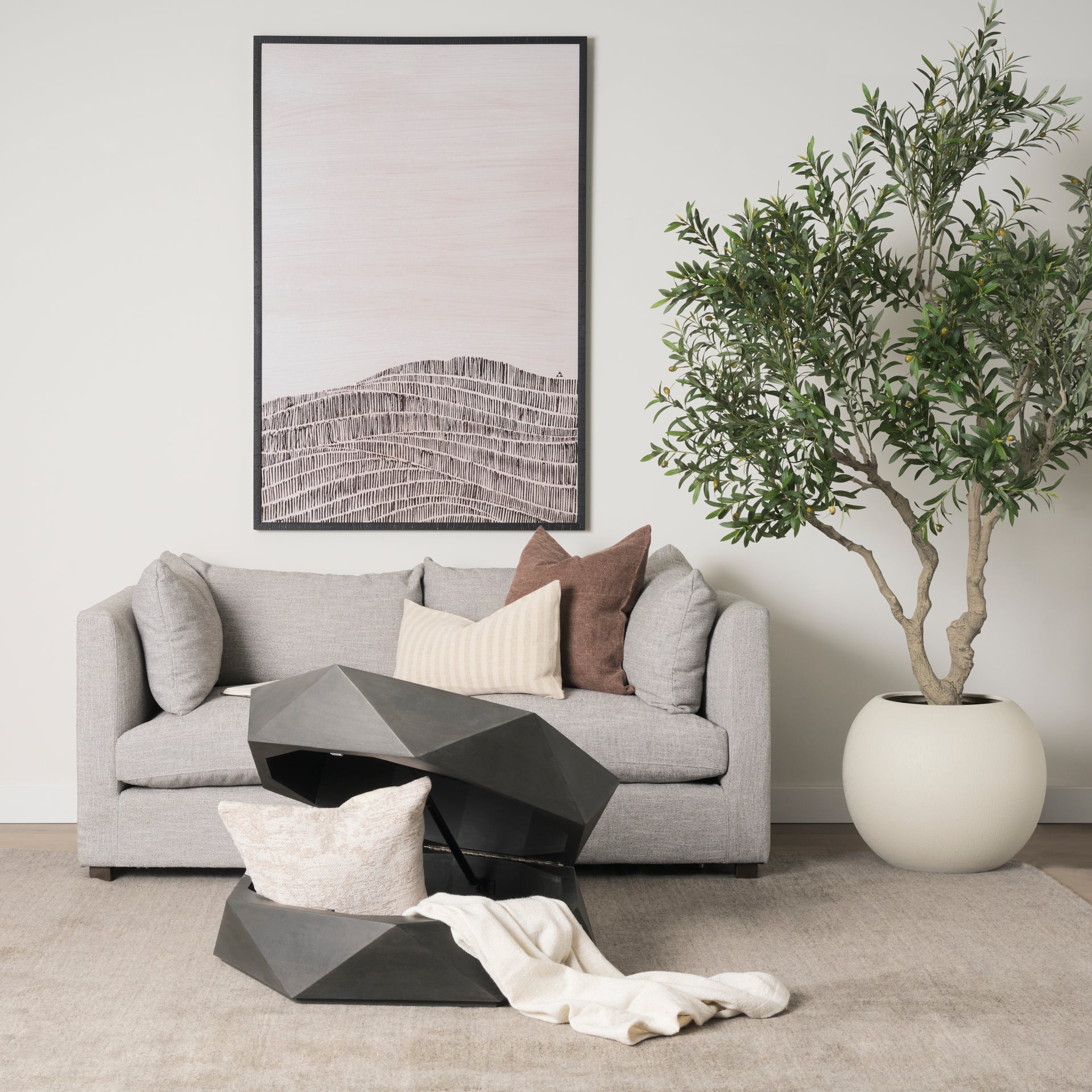 Arreto 36" Hexagonal Hinged Solid Wood Top and Base Coffee Table