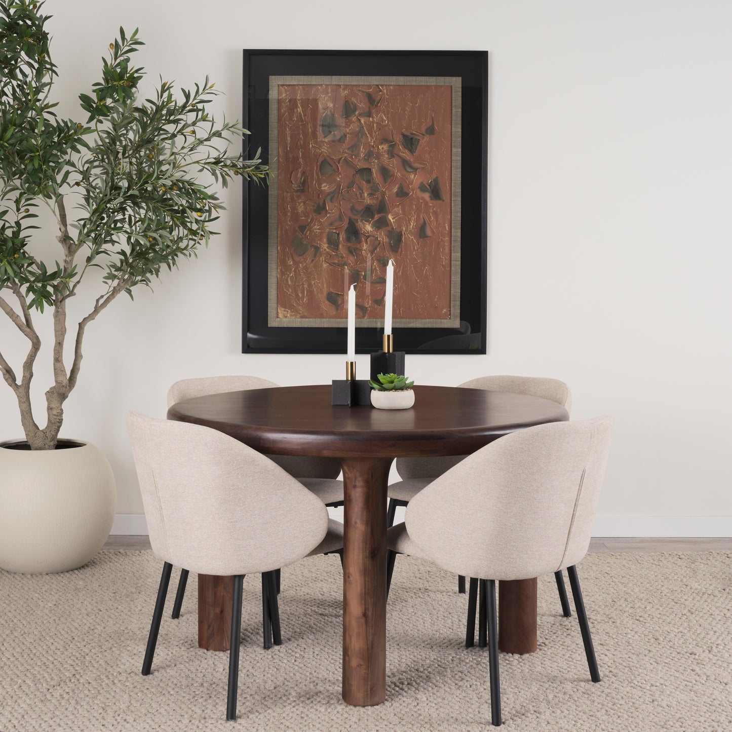 Pia Matte Black w/ Brushed Gold Metal Taper Candleholder (Set of 2)