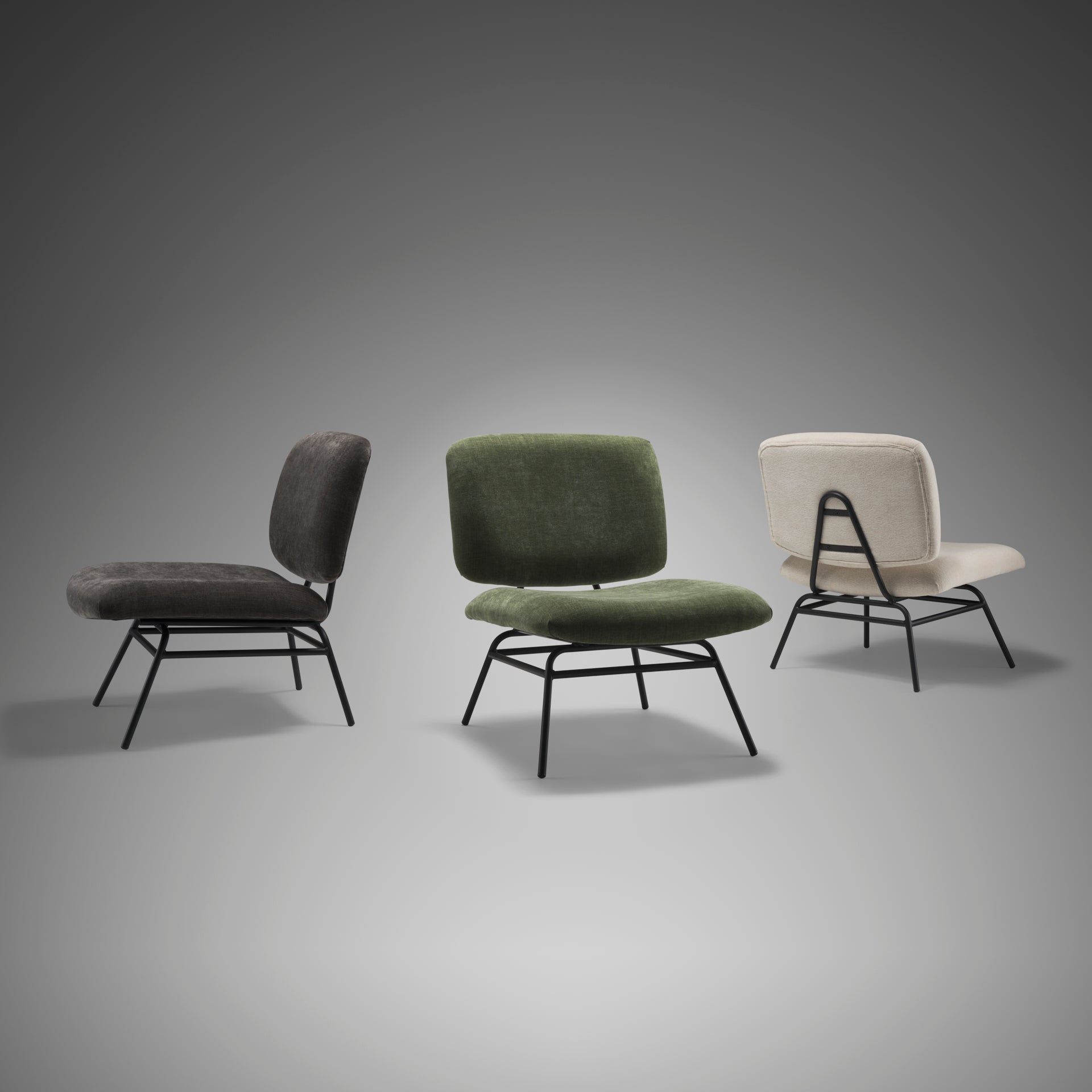 Nora Charcoal Fabric w/ Matte Black Metal Legs Accent Chair