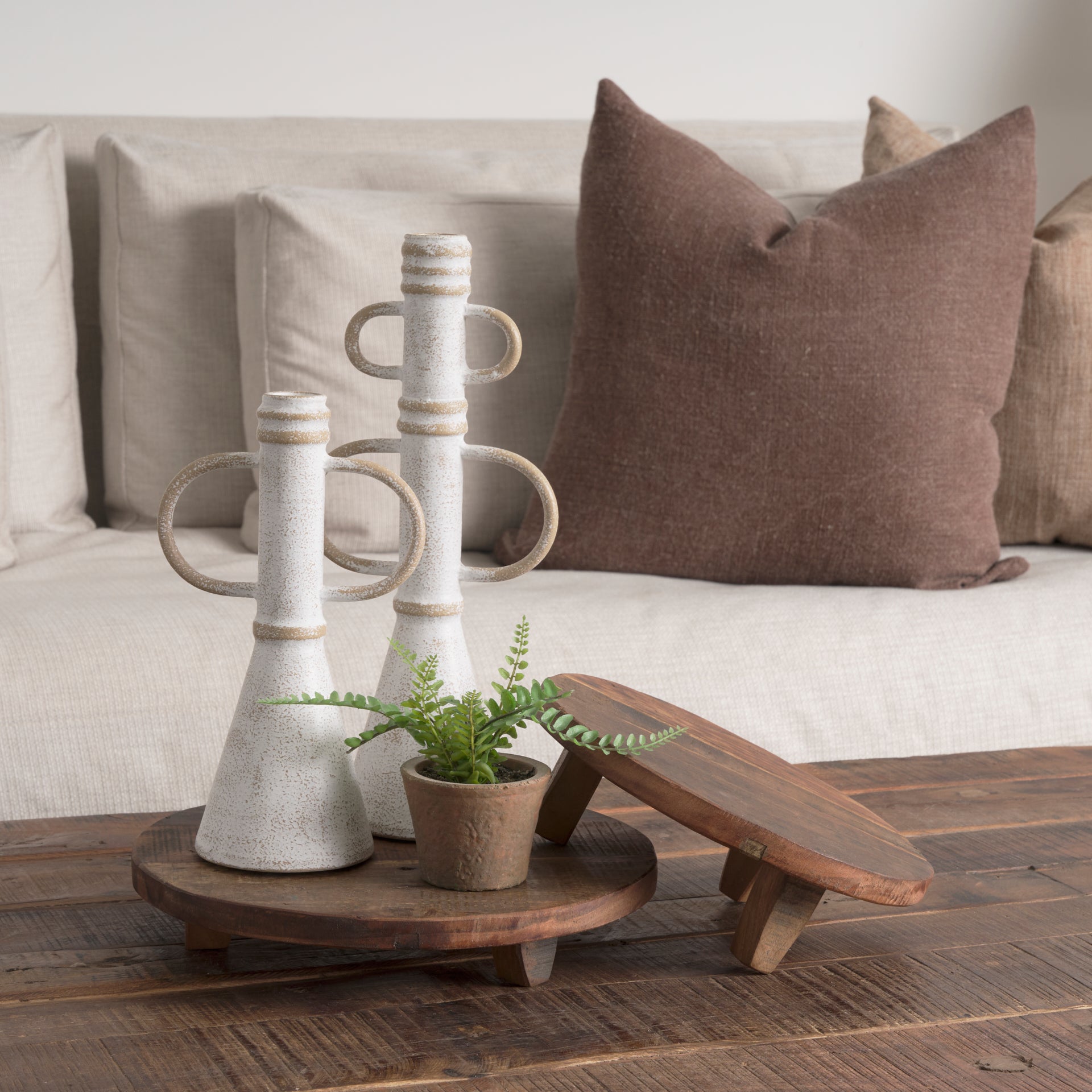 Ziva Large Distressed White Metal Sculptural Object