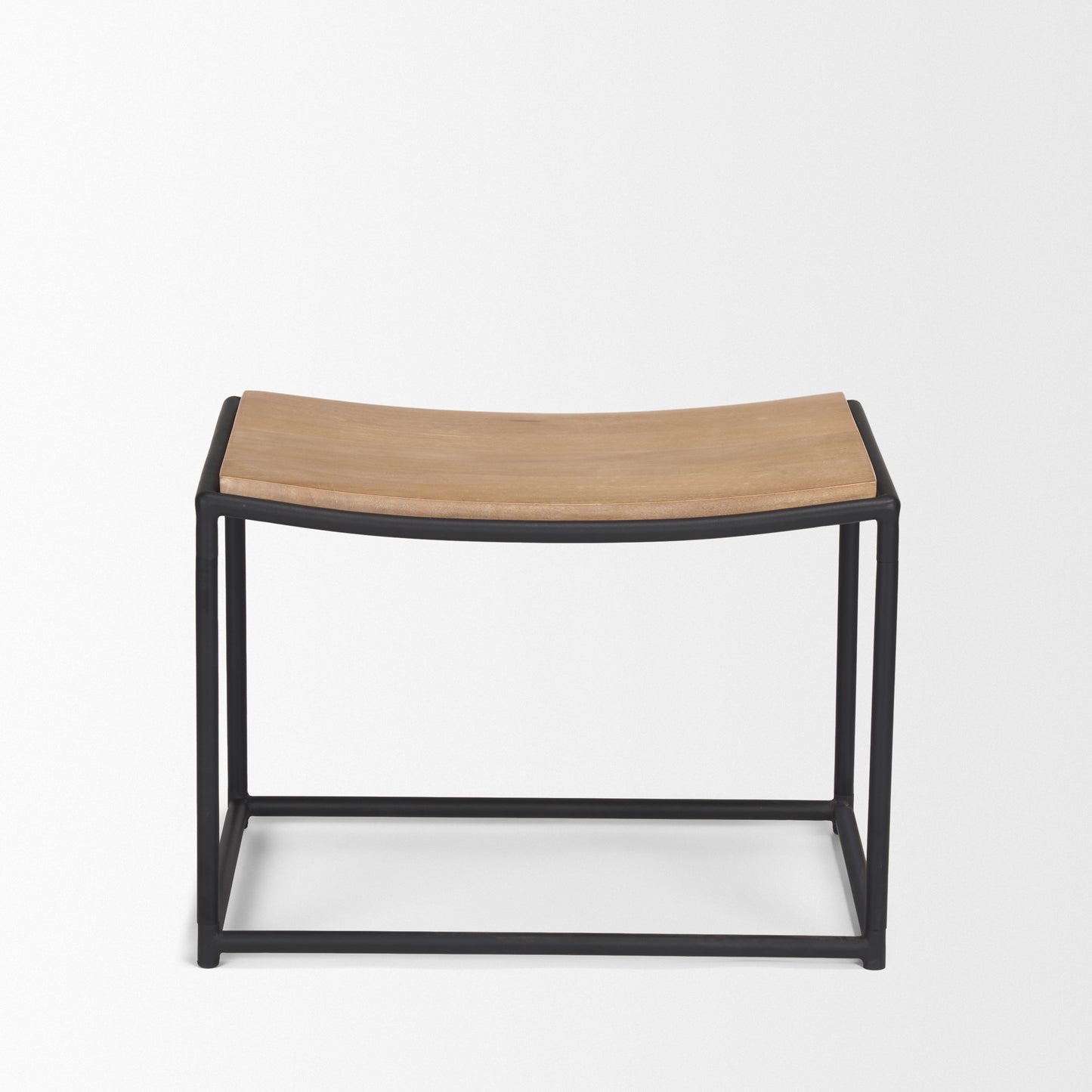 Taniel Wood Stool Light Brown Metal | Black Metal - ottoman-and-poufs